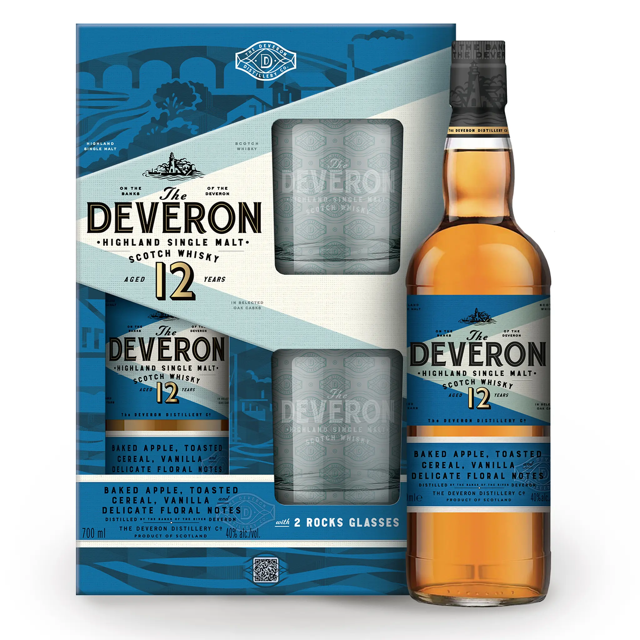 GLEN DEVERON Coffret scotch whisky écossais single malt 40% 12 ans
