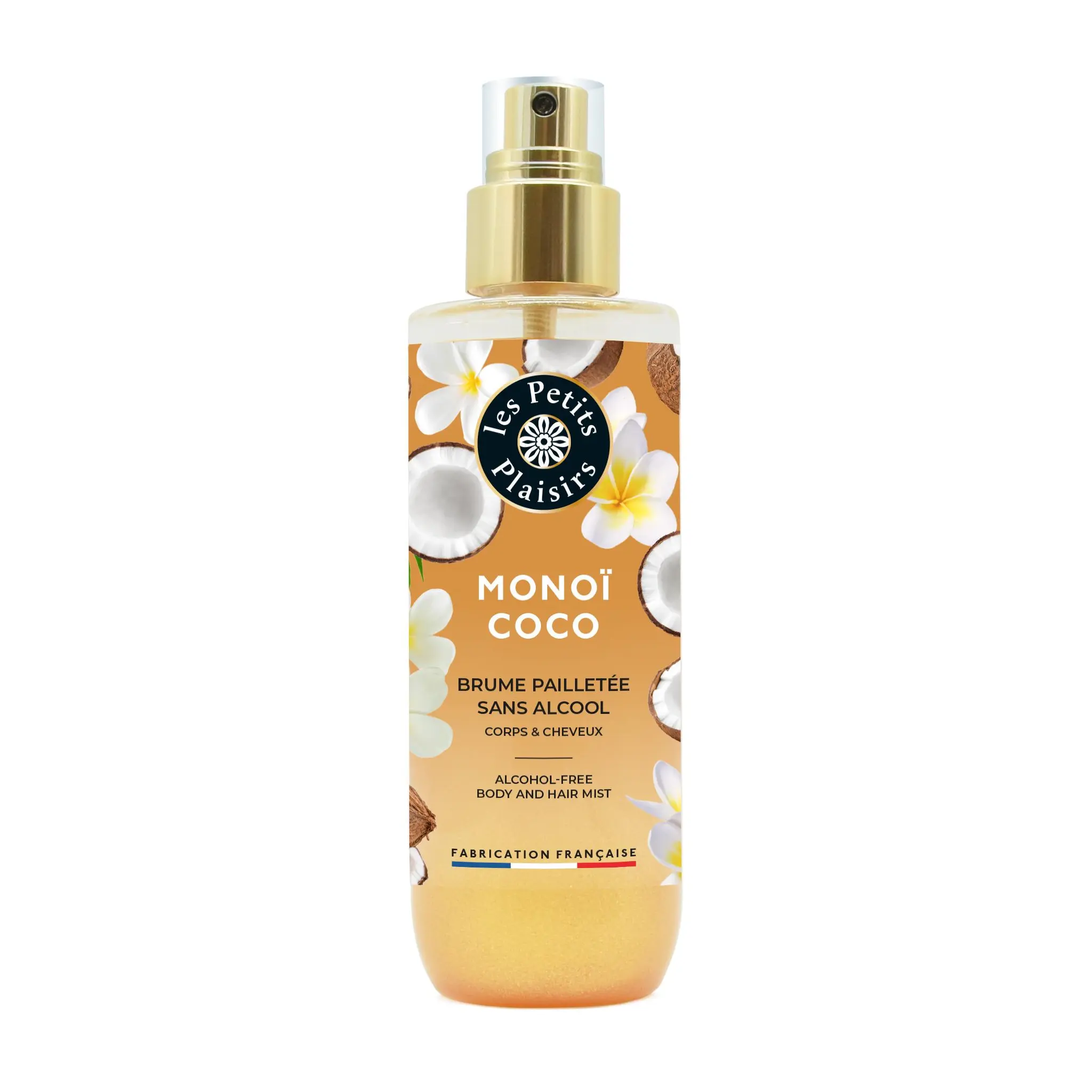 LES PETITS PLAISIRS Brume pailletée spray sans alcool au monoï et coco corps et cheveux