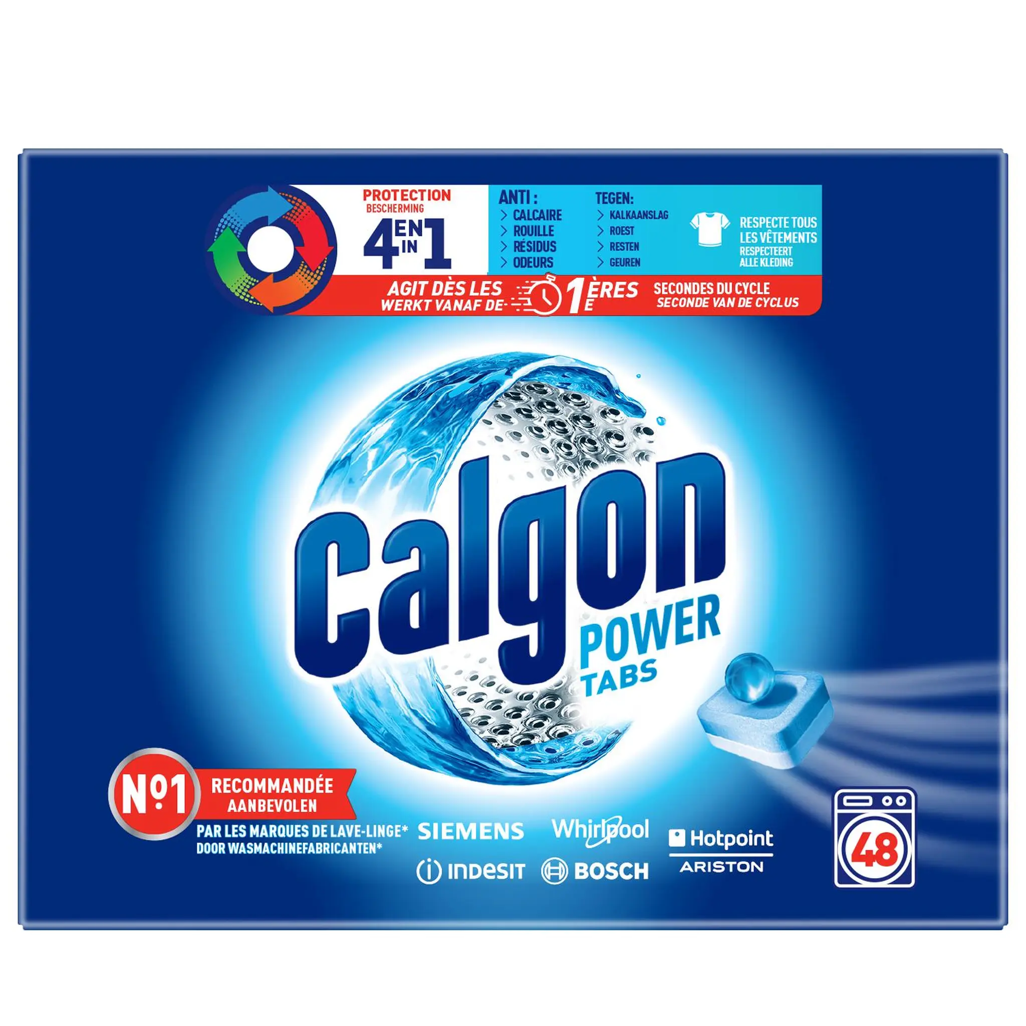 CALGON Tablettes 4 en 1 anti-calcaire lave linge