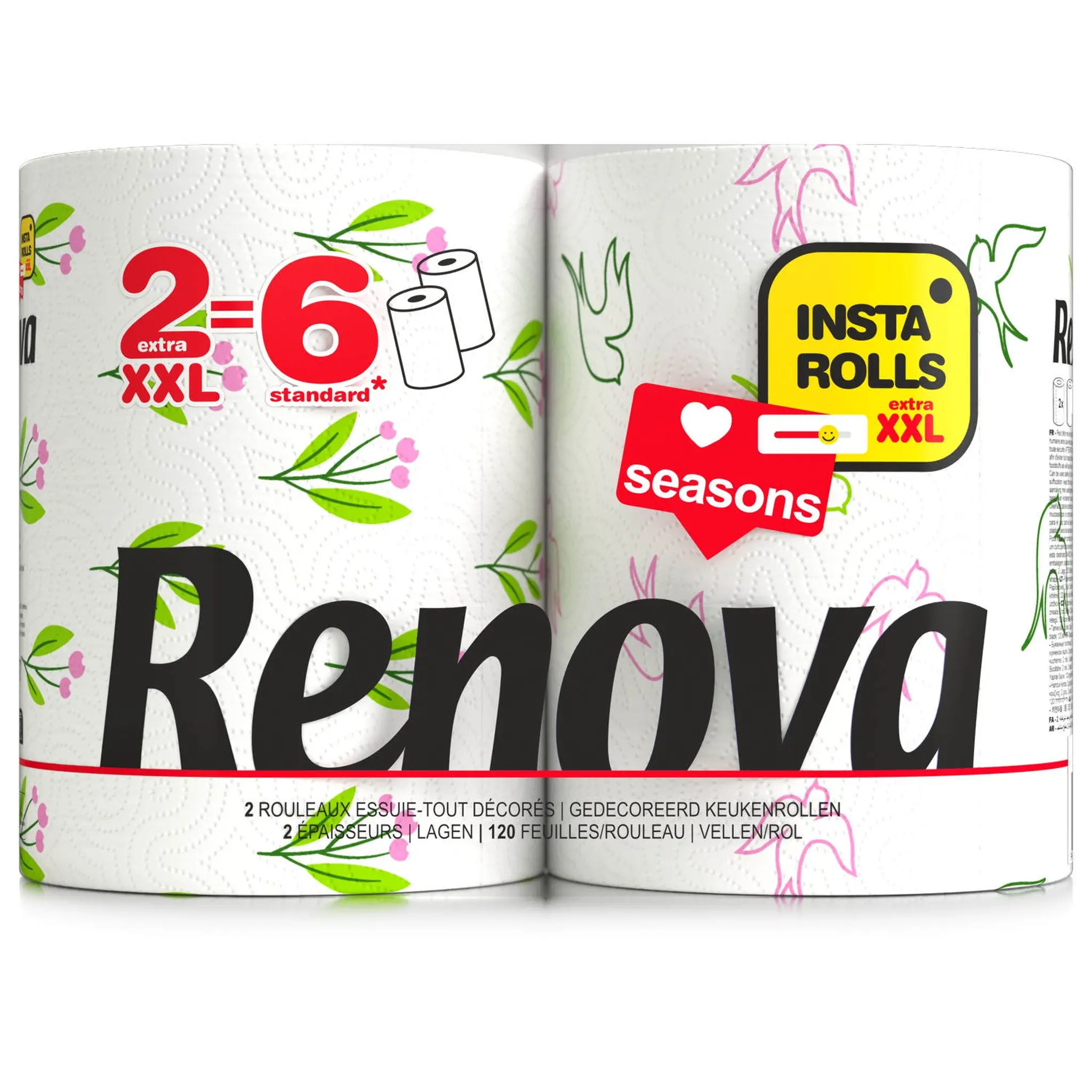RENOVA Essuie-tout décoré 2 épaisseurs