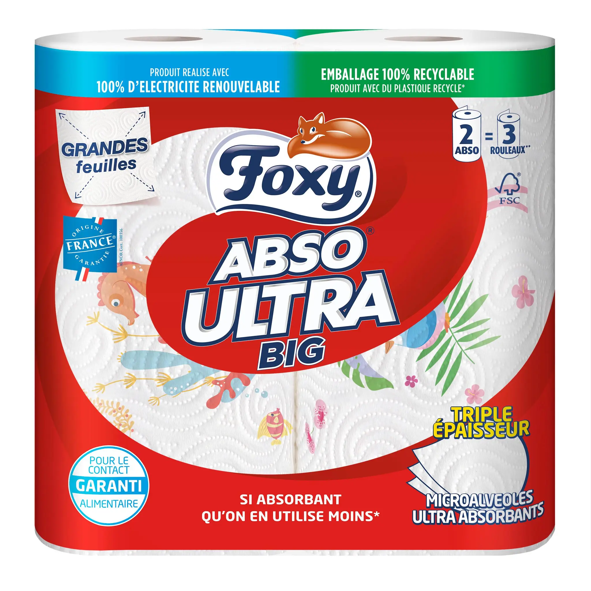 FOXY Essuie-tout ultra-absorbant triple épaisseur