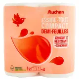 AUCHAN Essuie-tout demi-feuilles compact