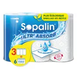 SOPALIN Essuie-tout blanc demi-feuilles ultra absorbant
