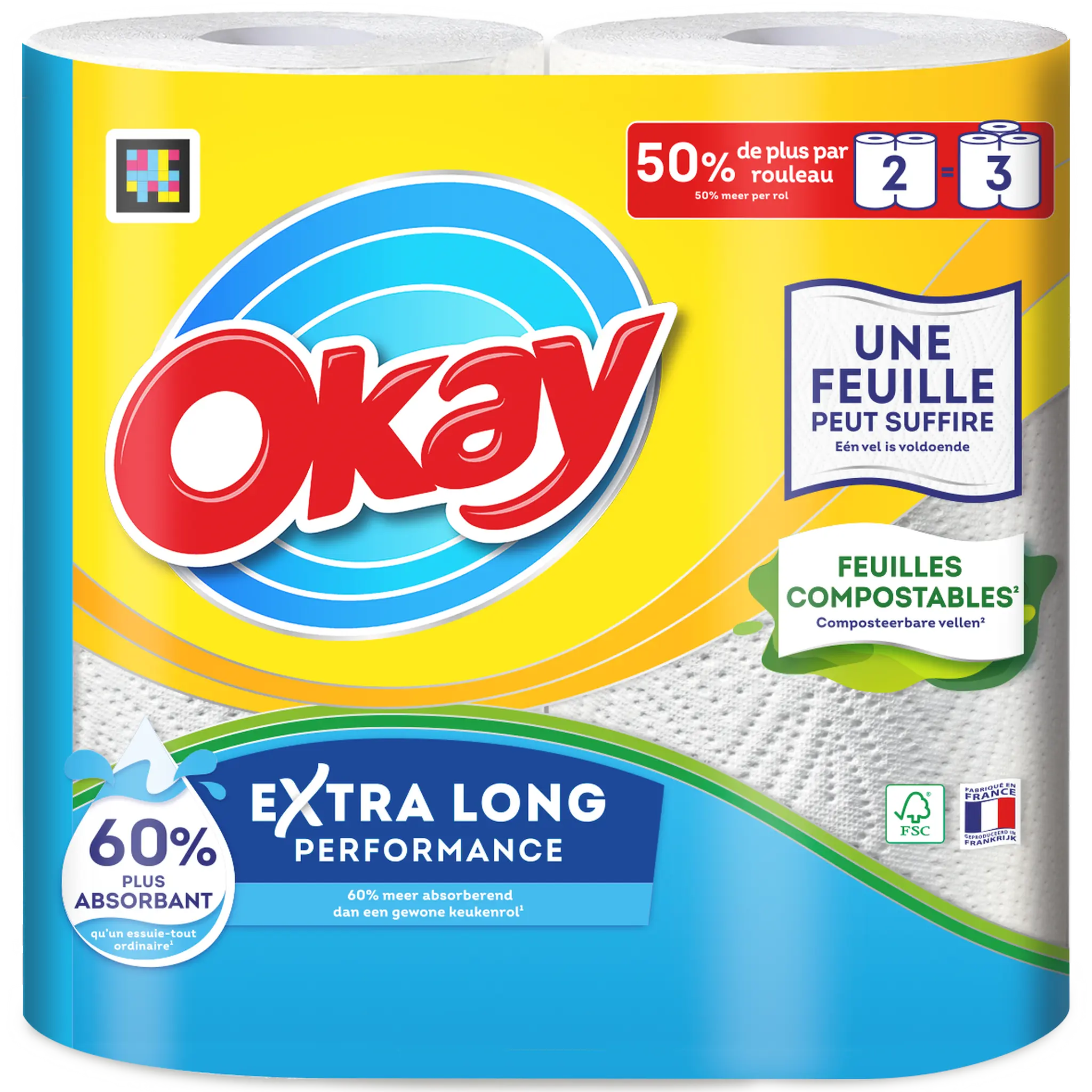 OKAY Essuie-tout blanc compact extra long