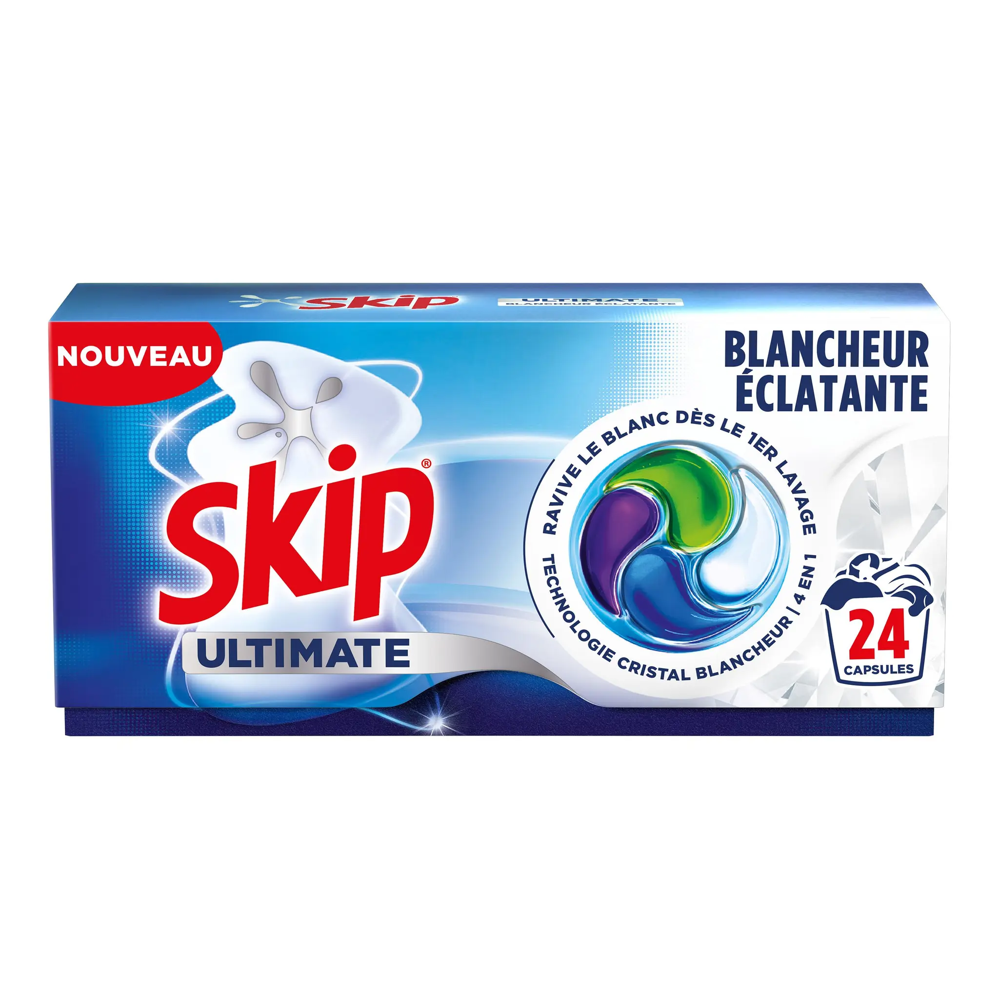 SKIP Lessive Capsules Ultimate 4en1 Blancheur éclatante