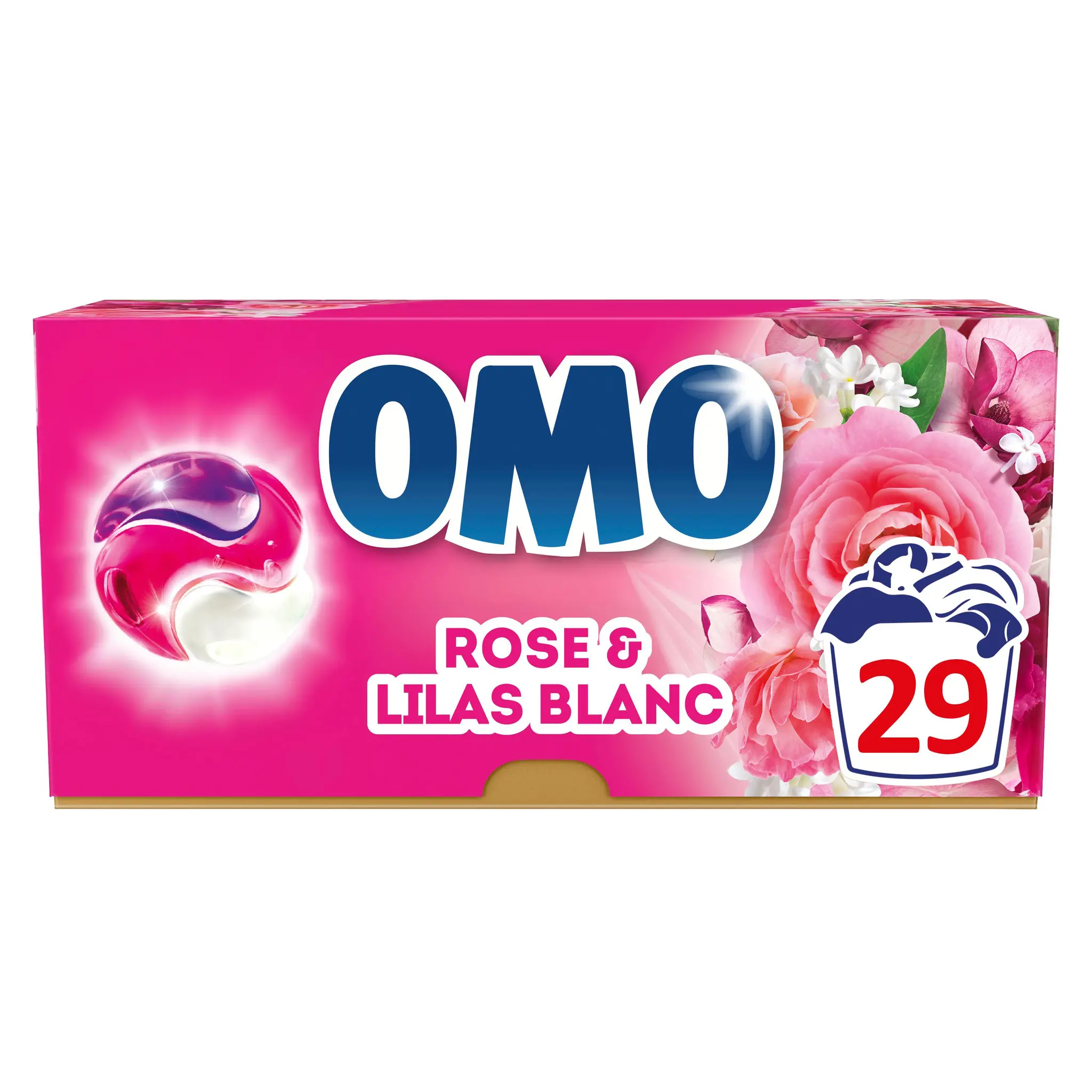 OMO Lessive capsules 3 en 1 Rose & Lilas Blanc