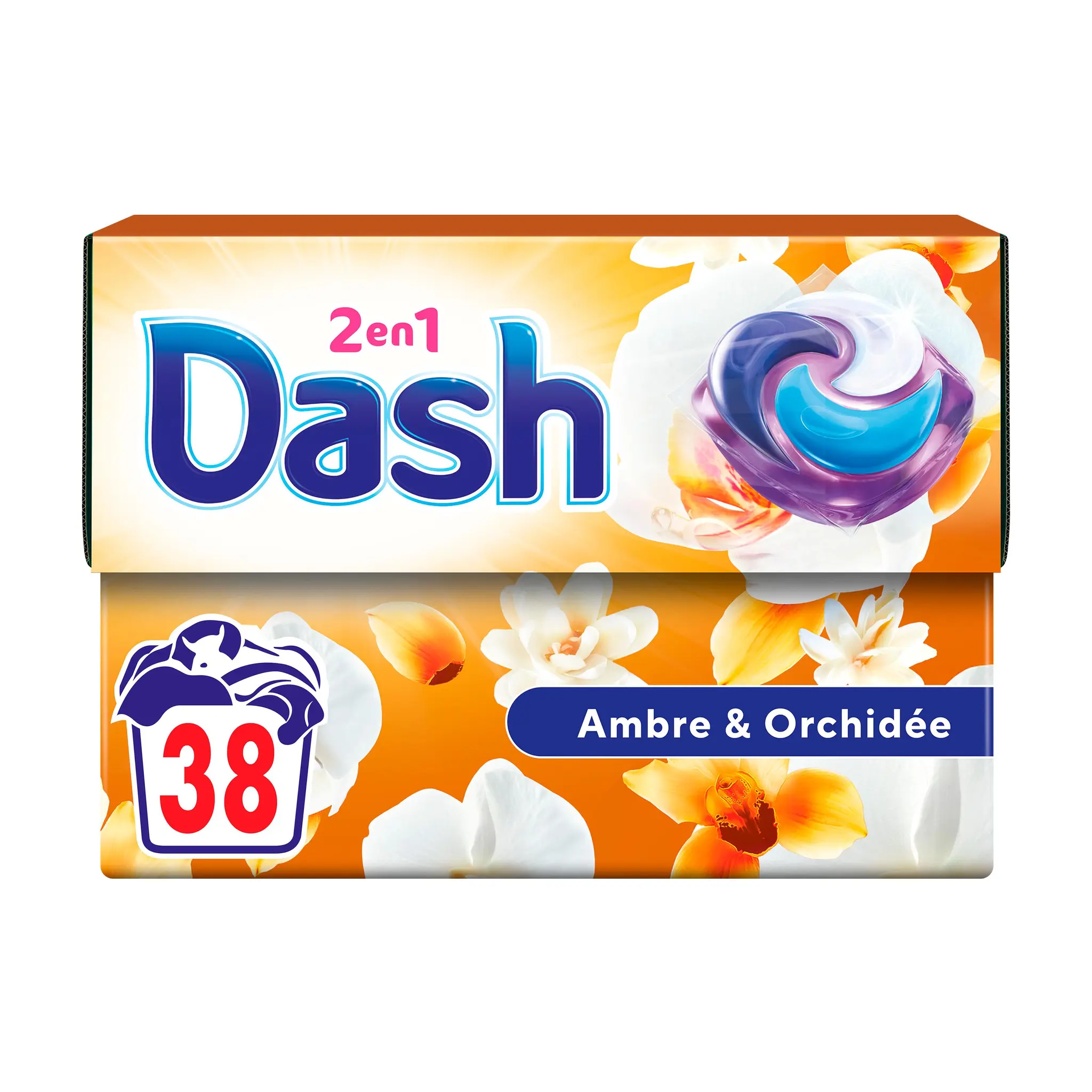 DASH Pods lessive capsules détergent ambre et orchidée