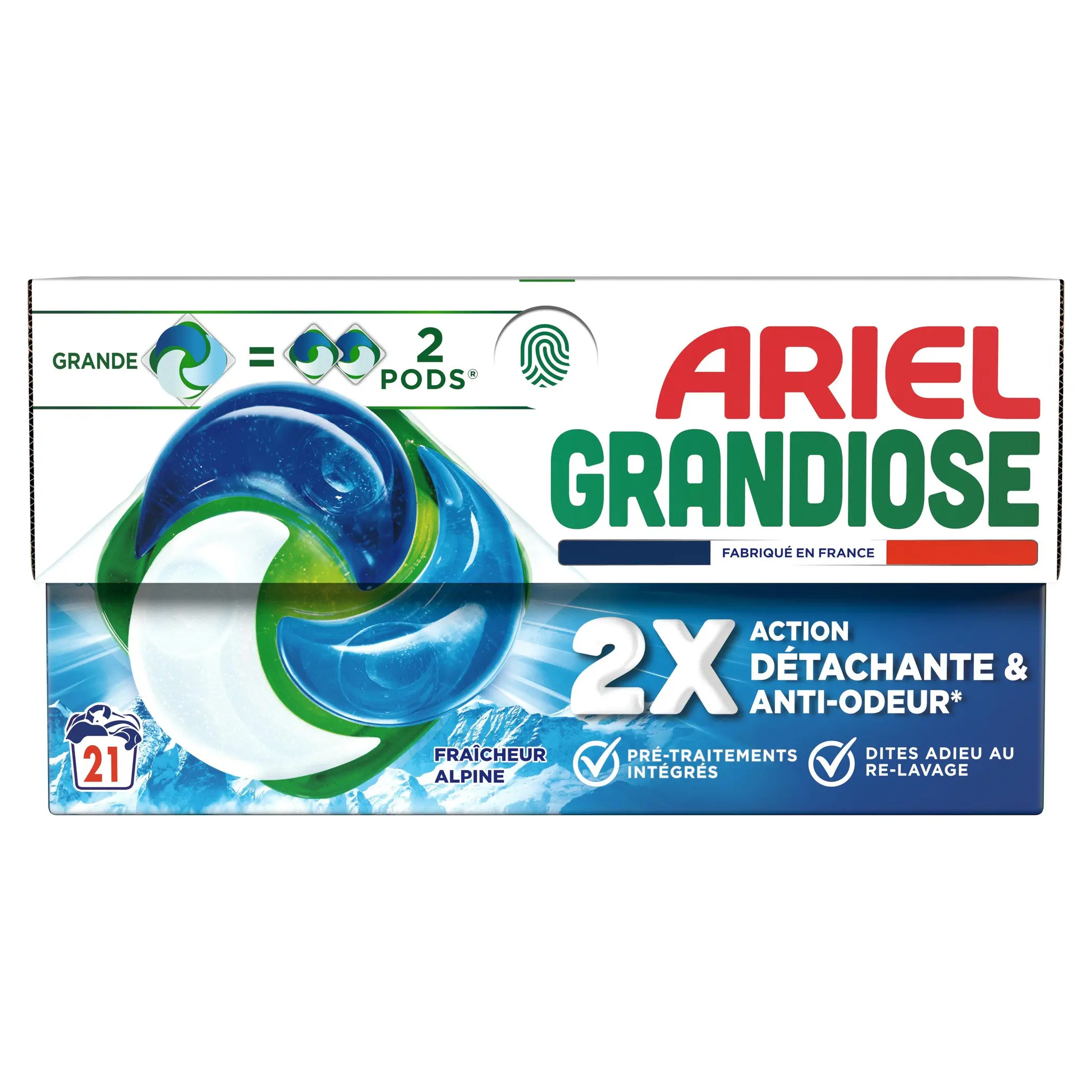 ARIEL Grandiose Pods Lessive capsules fraîcheur alpine 1=2