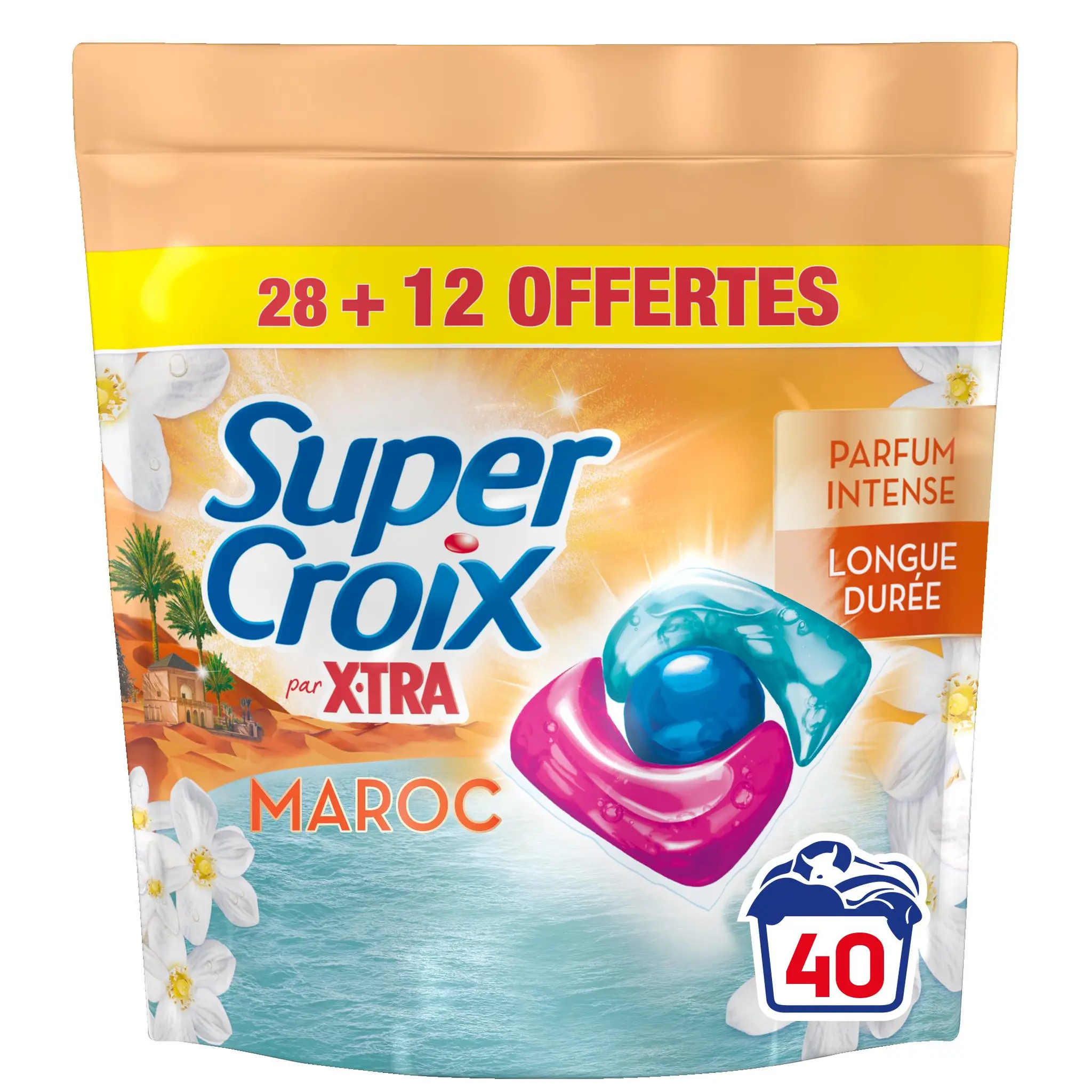 SUPER CROIX X tra Lessive capsules saveur maroc fleur d'oranger et lait d'amande