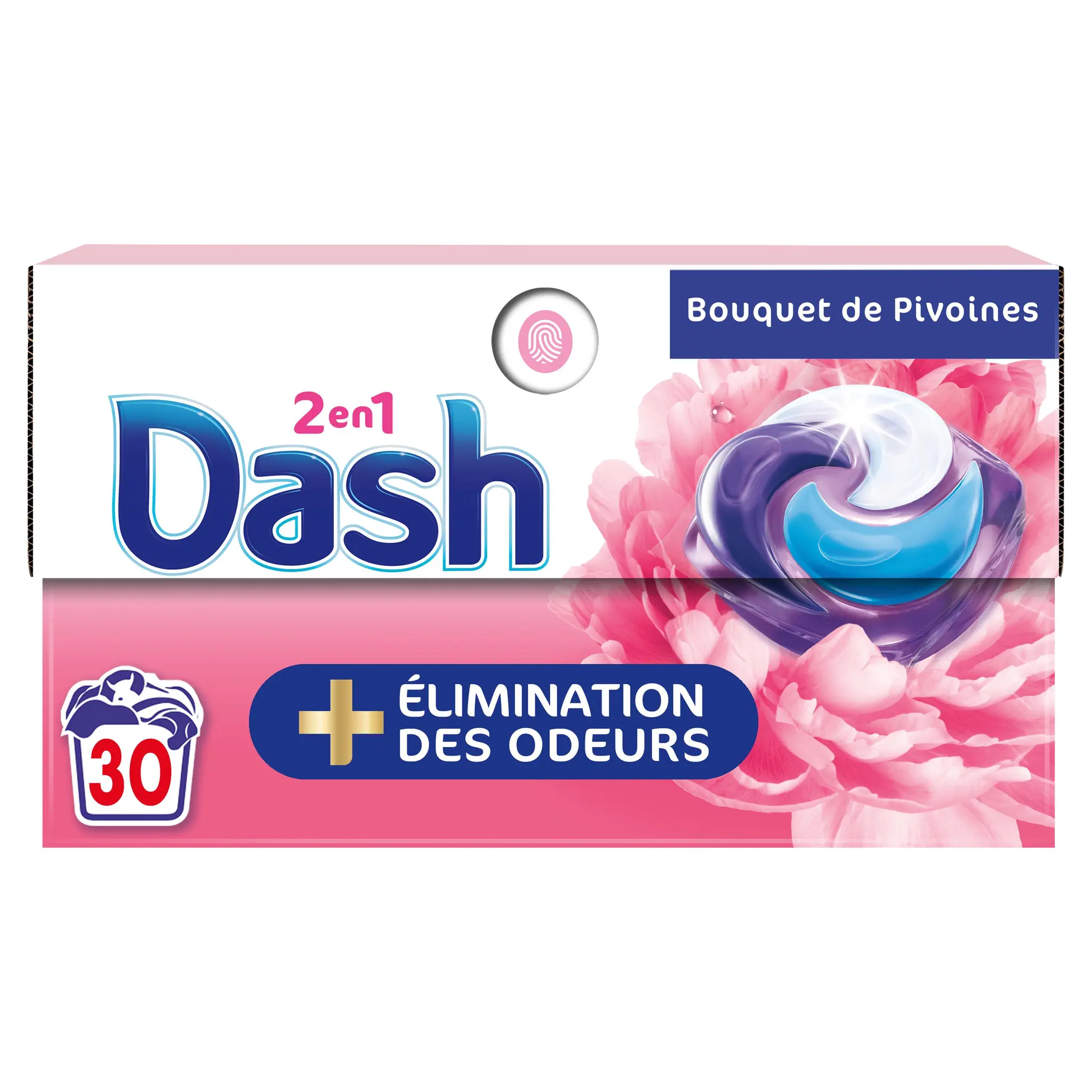 DASH Pods 2en1 Lessive capsules détergent bouquet de pivoines