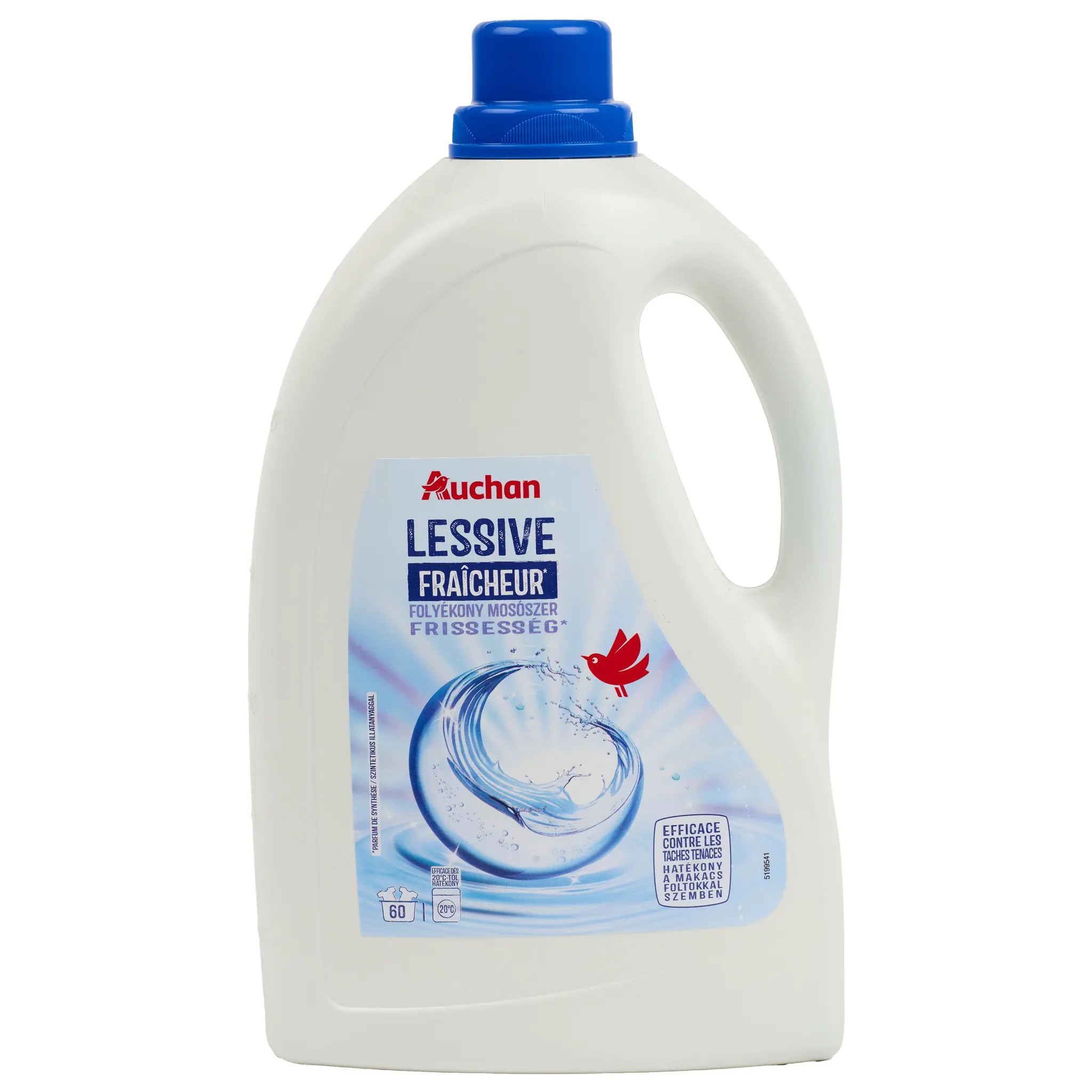 AUCHAN Lessive liquide fraîcheur bleu intense