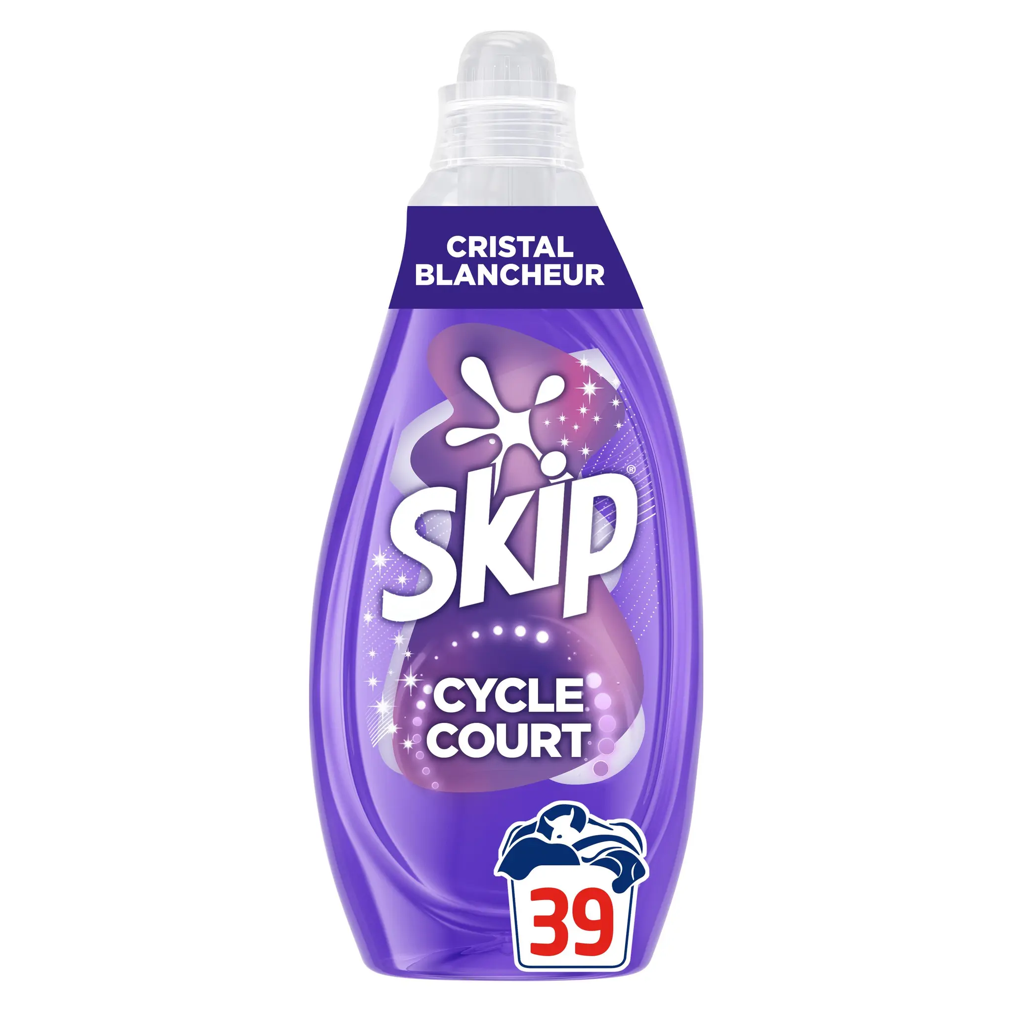 SKIP Lessive Liquide Mon Cycle Court Parfait Cristal Blancheur