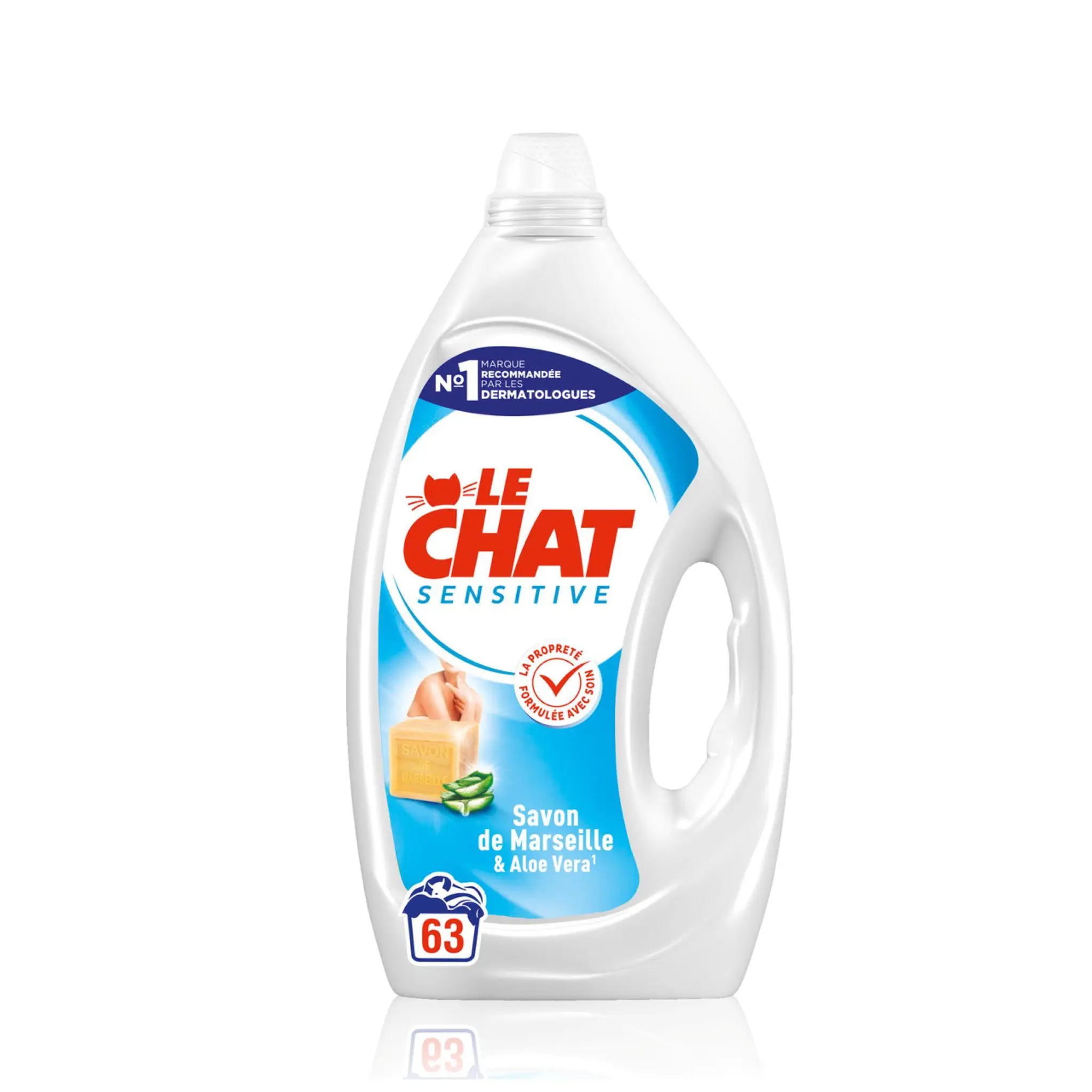 LE CHAT Lessive liquide Sensitive Savon de Marseille et Aloe vera