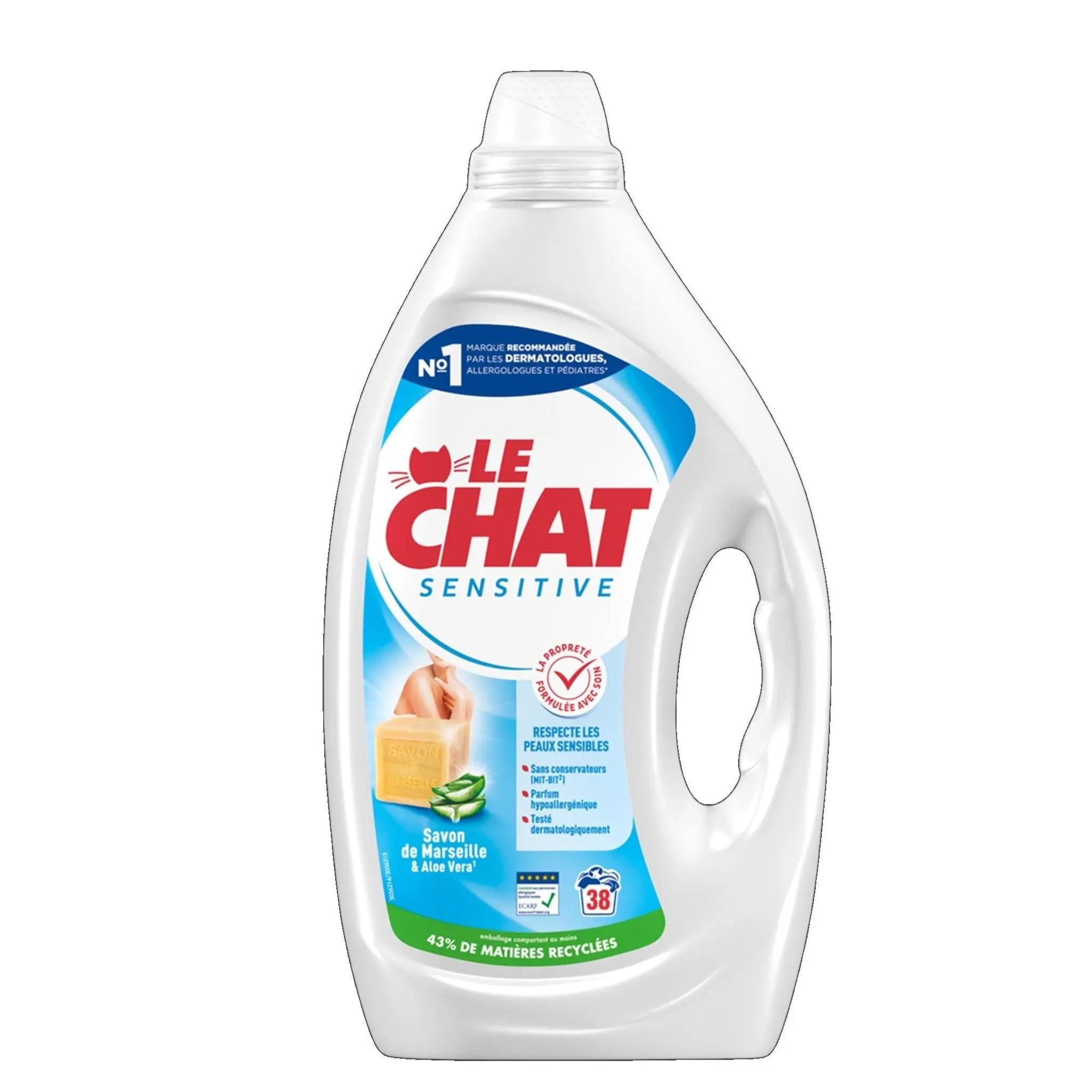 LE CHAT Lessive liquide sensitive savon de marseille aloe vera