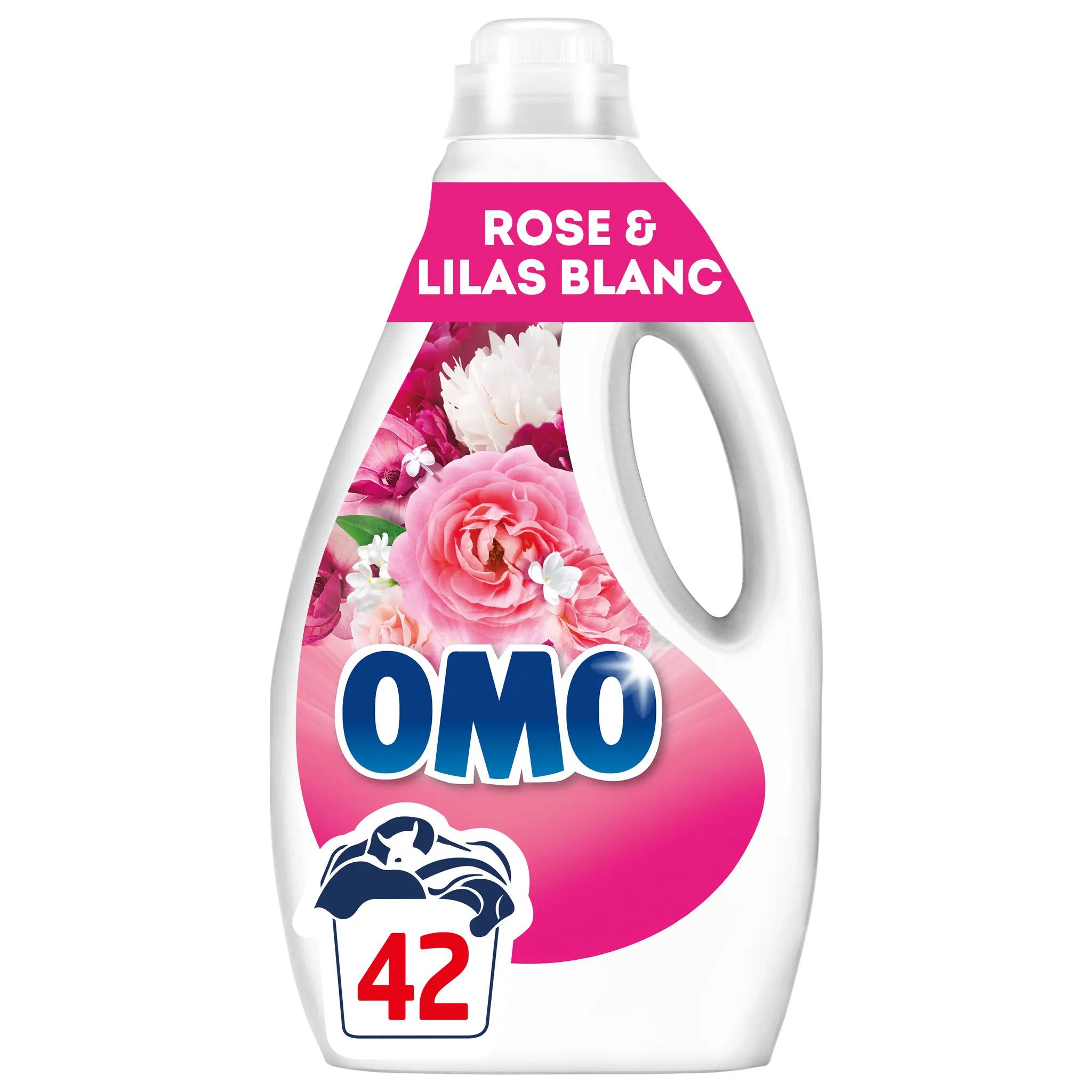 OMO Lessive liquide rose et lilas blanc