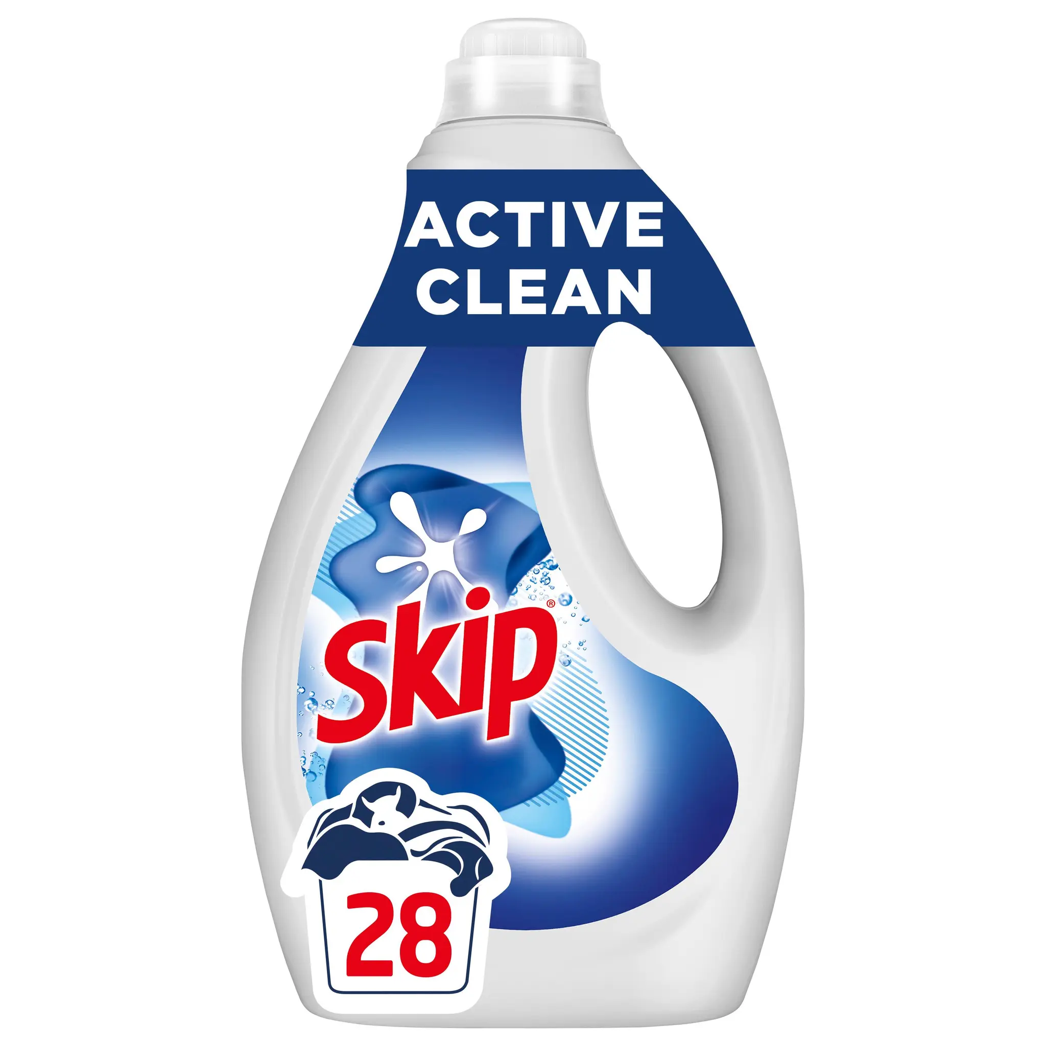 SKIP Lessive liquide active clean efficace à basse température respect des fibres et couleurs
