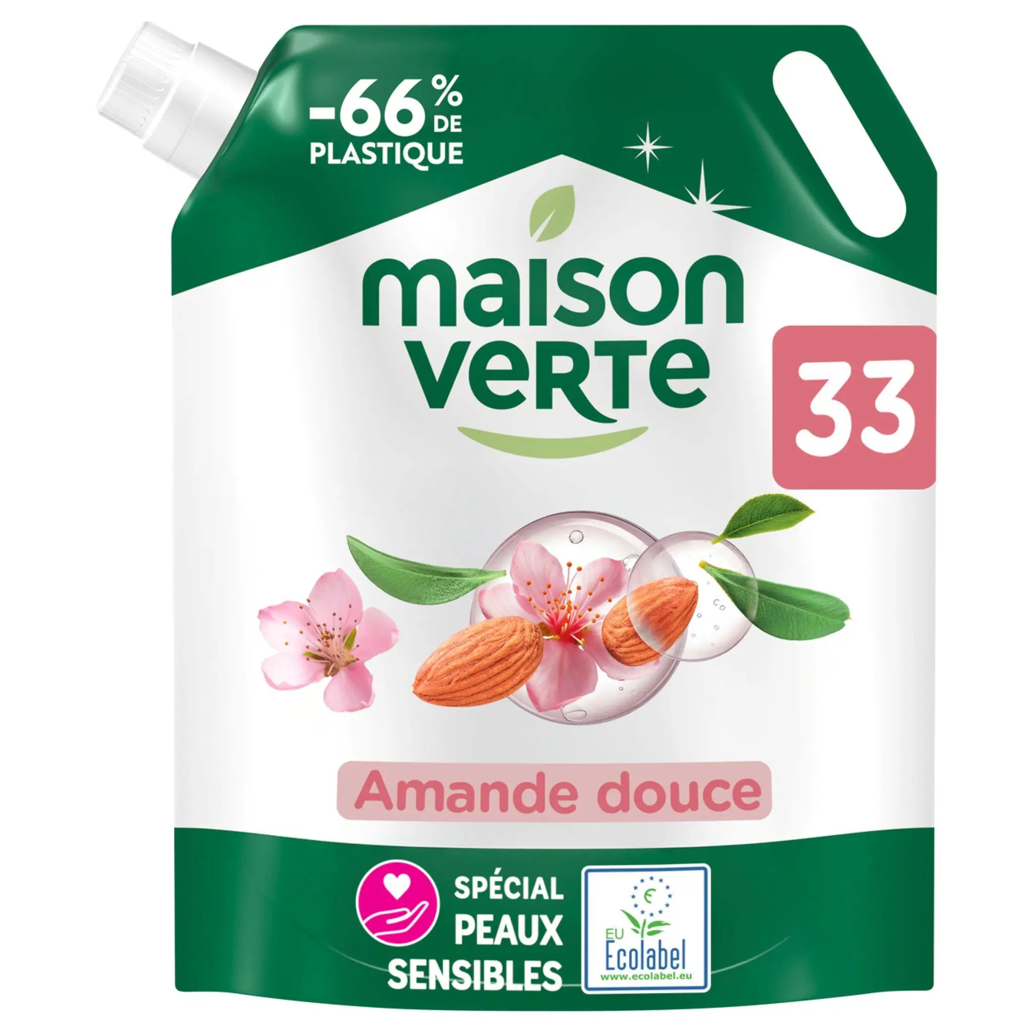 MAISON VERTE Recharge lessive liquide amande peaux sensibles