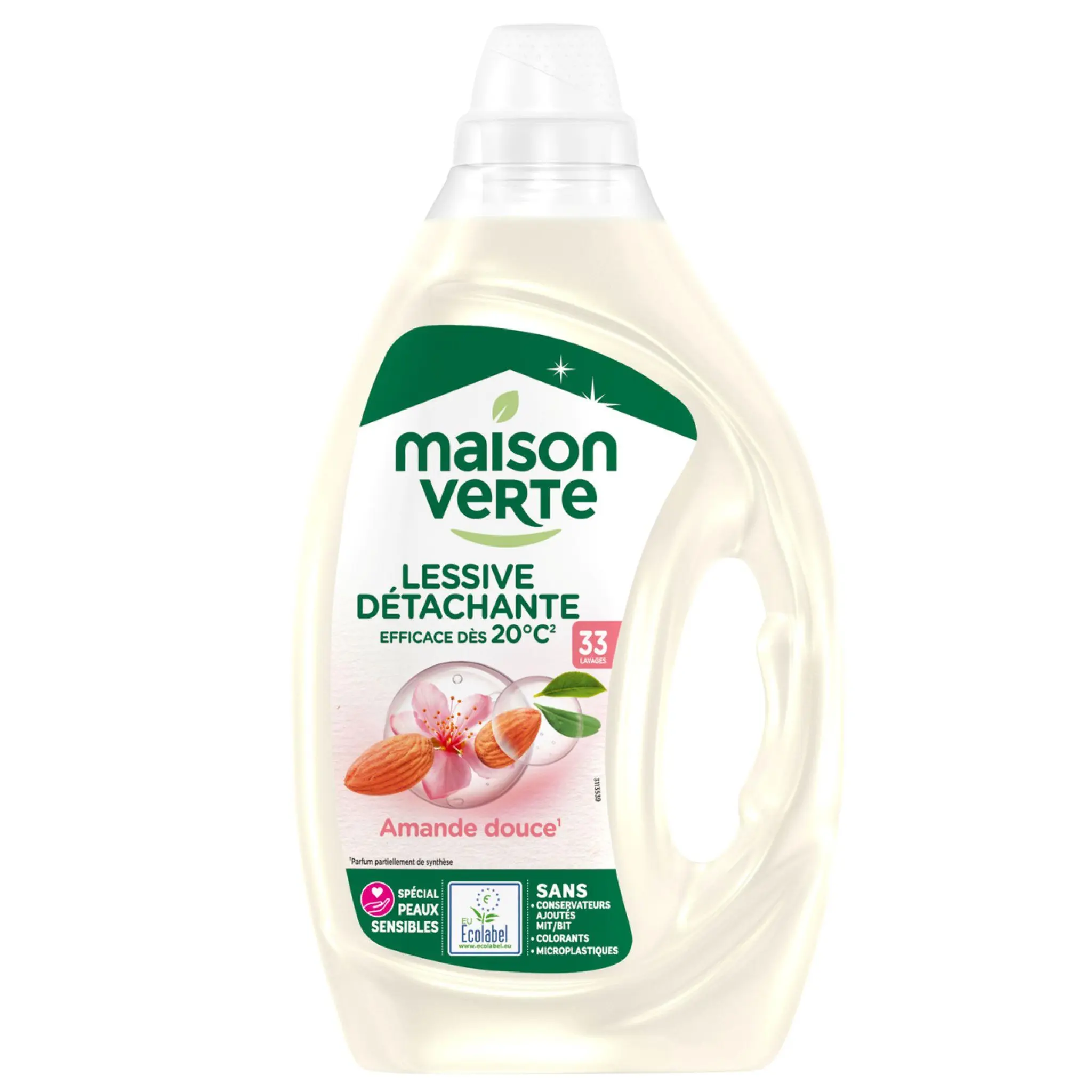 MAISON VERTE Lessive liquide amande douce peaux sensibles