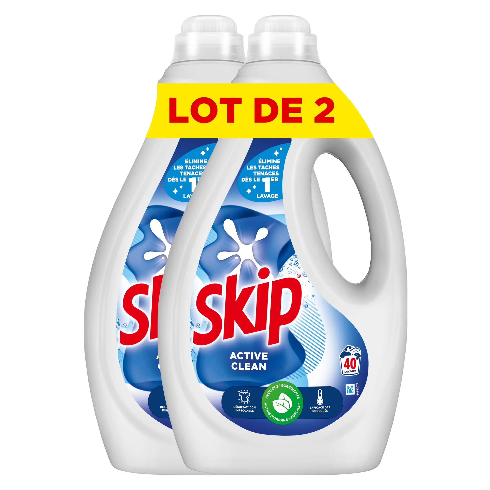 SKIP Lessive liquide active clean efficace à basse température