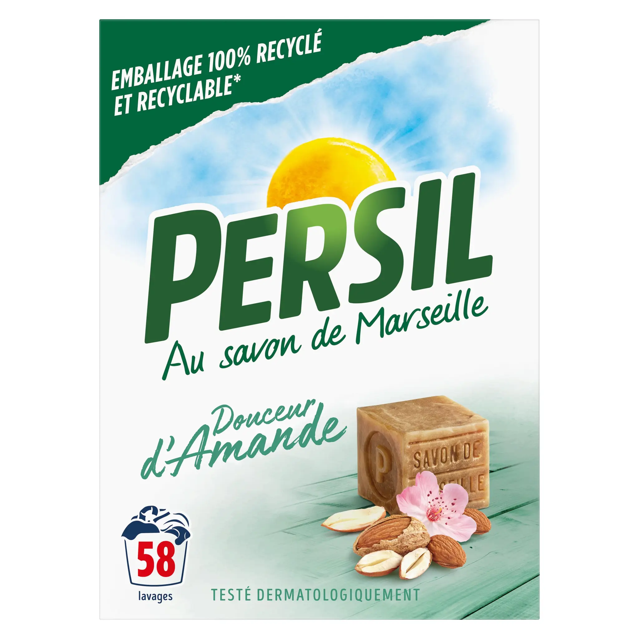 PERSIL Lessive poudre au savon de marseille douceur amande