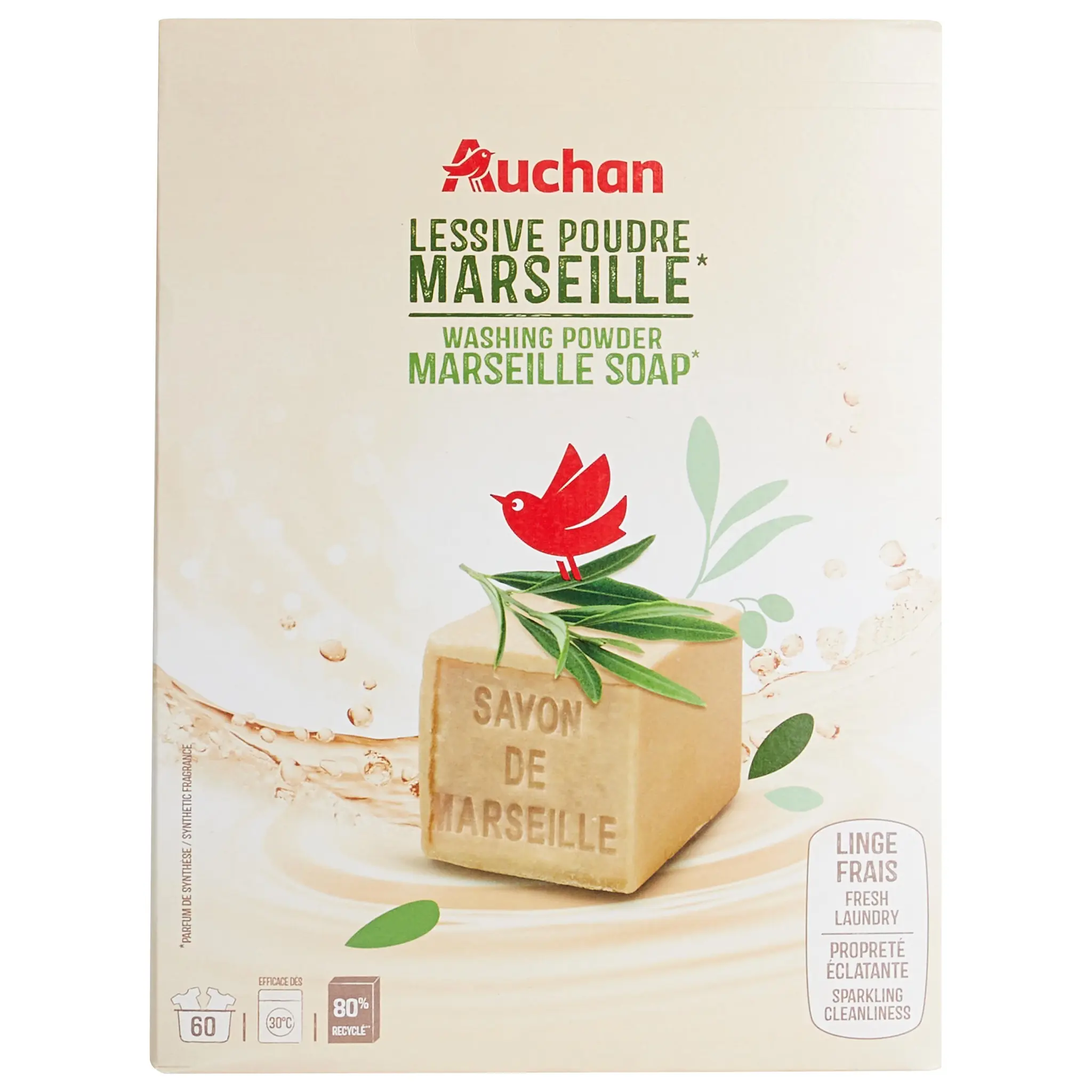 AUCHAN Lessive poudre Savon de Marseille