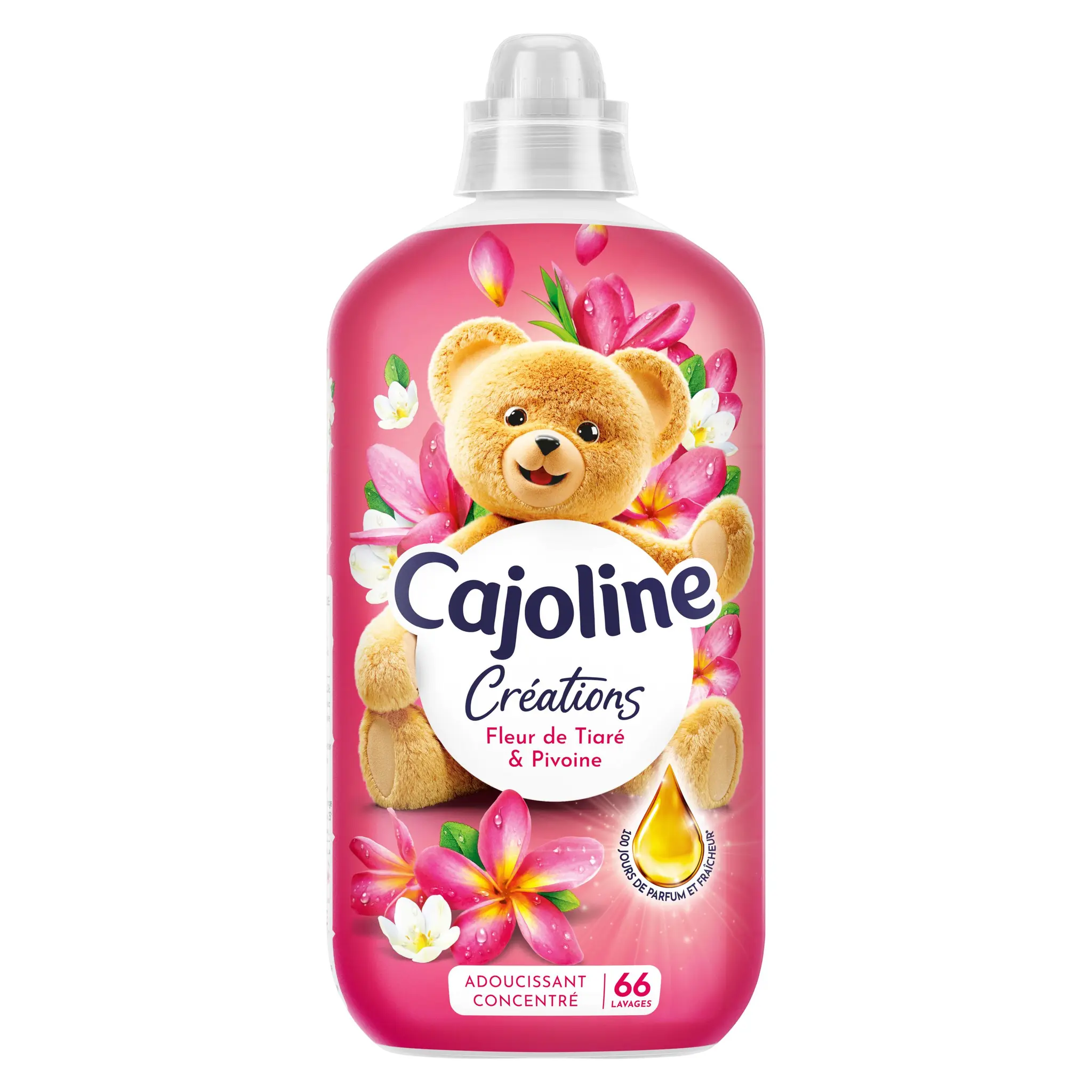 CAJOLINE Assouplissant liquide parfum fleur de tiaré et pivoine