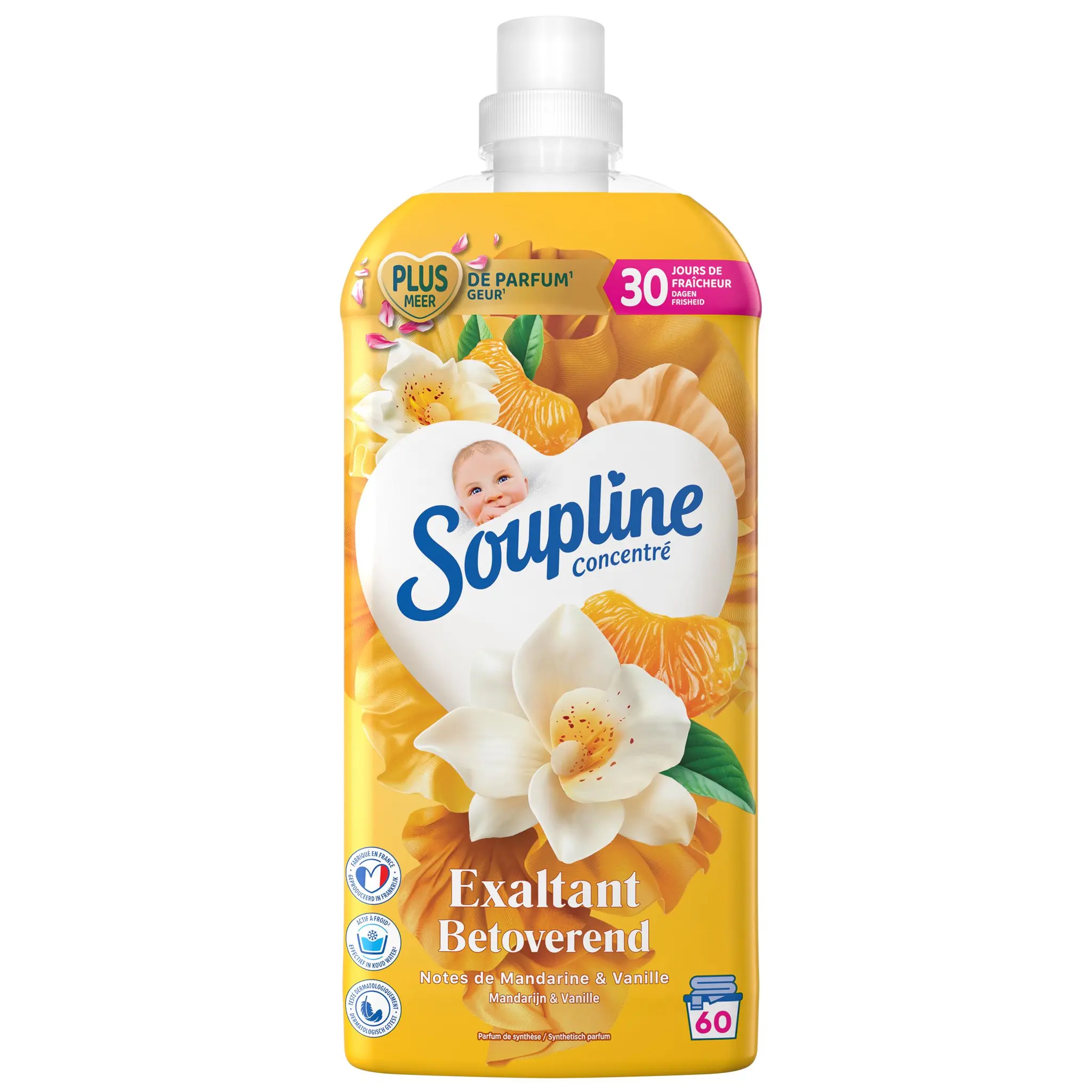SOUPLINE Adoucissant liquide mandarine et notes de vanille