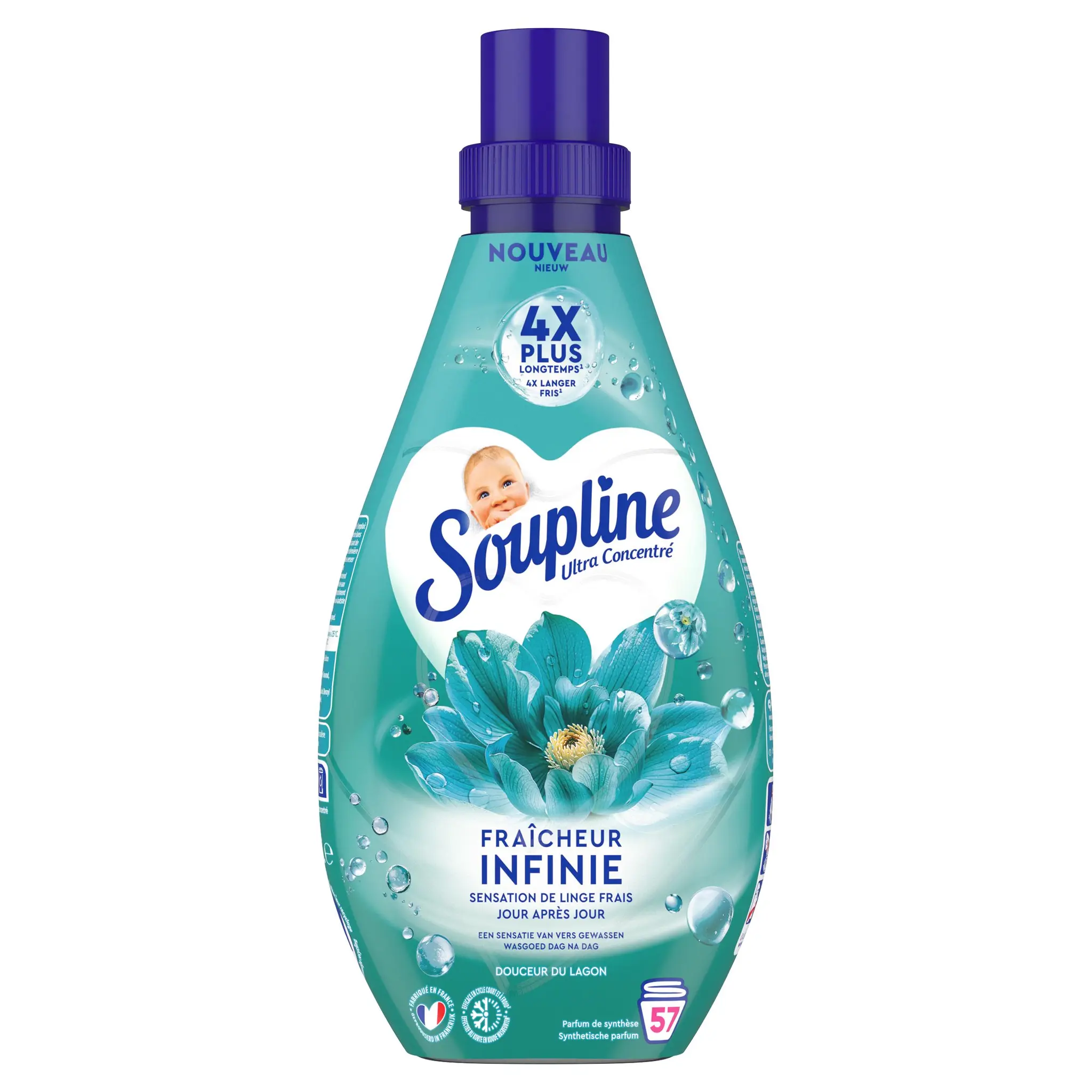 SOUPLINE Adoucissant liquide fraîcheur infinie sensation de linge frais jour après jour