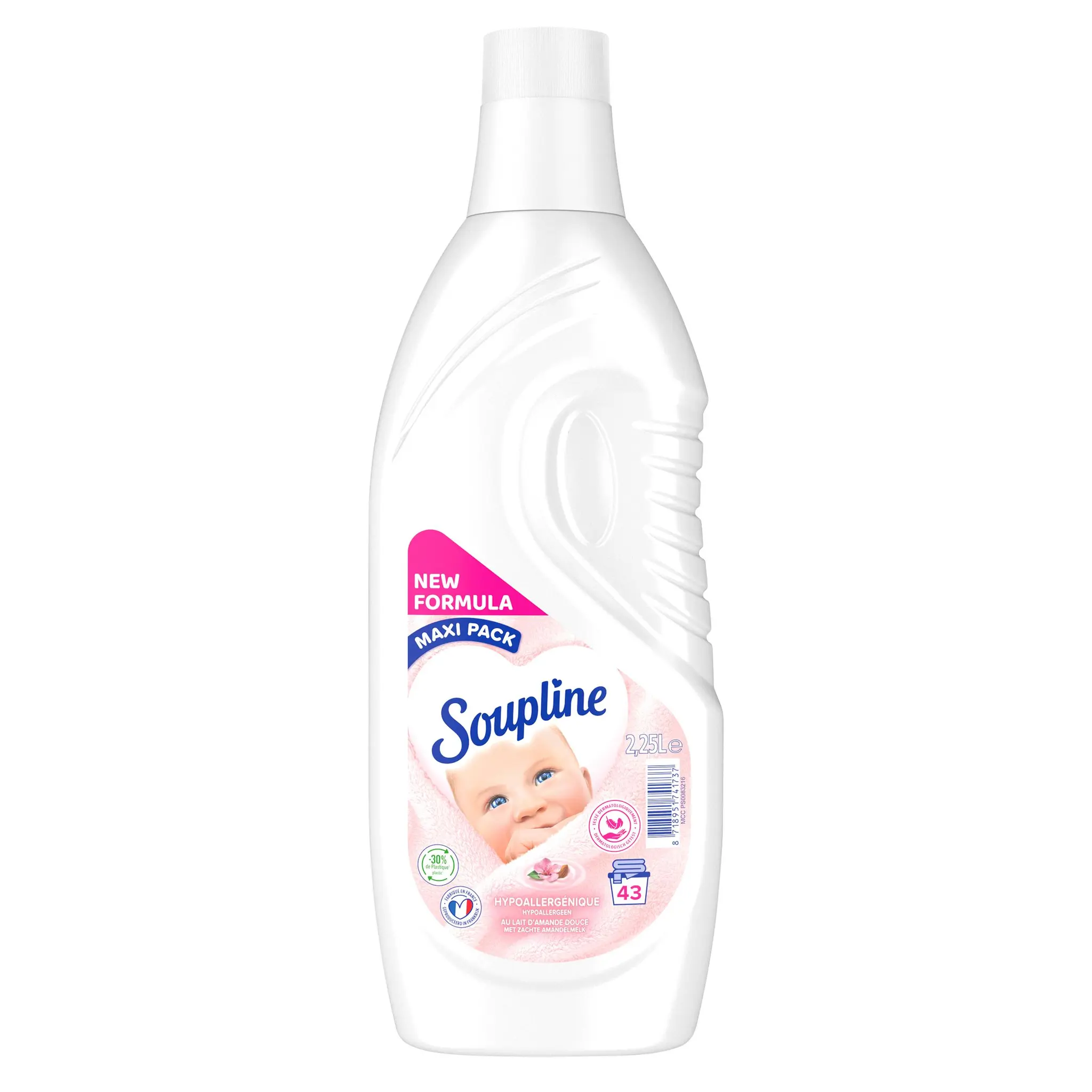 SOUPLINE Adoucissant dilué hypoallergénique lait d'amande douce