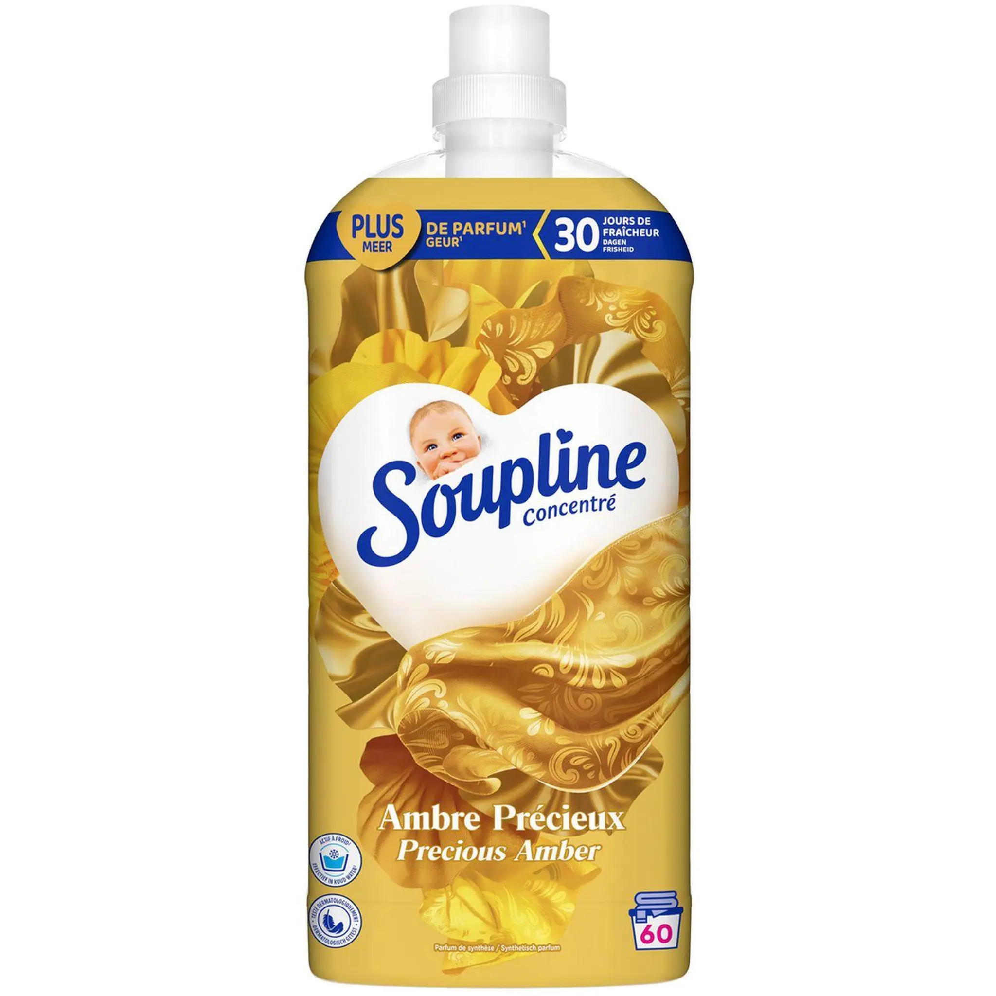 SOUPLINE Adoucissant liquide notes ambrées précieux