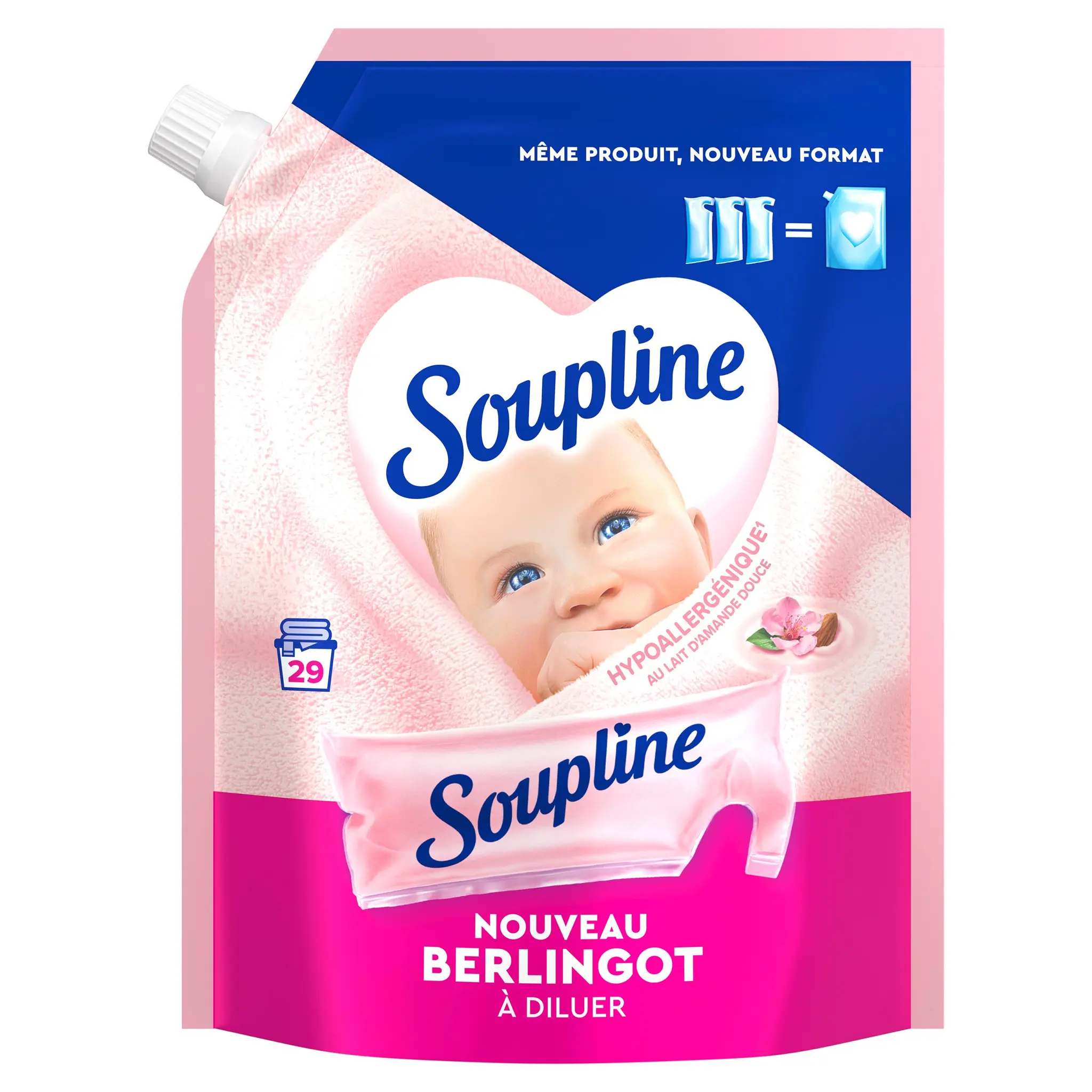 SOUPLINE Adoucissant liquide à diluer hypoallergénique aux note d'amandes douce