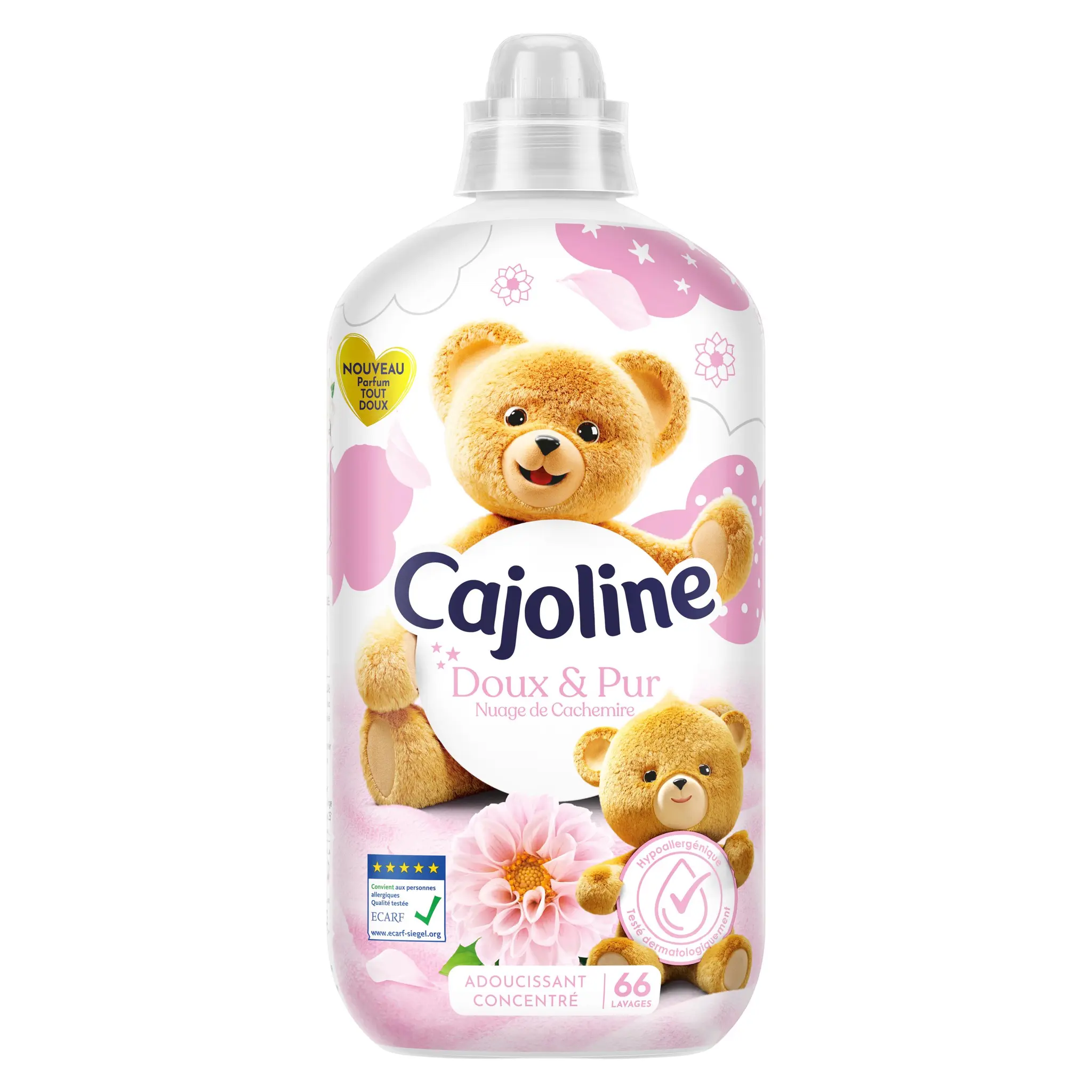 CAJOLINE Assouplissant liquide concentré doux et pur nuage de cachemire