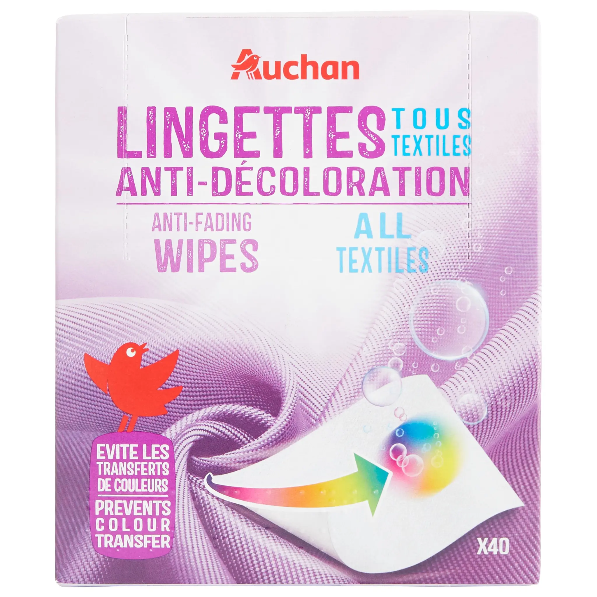 AUCHAN Lingettes anti-décoloration tous textiles