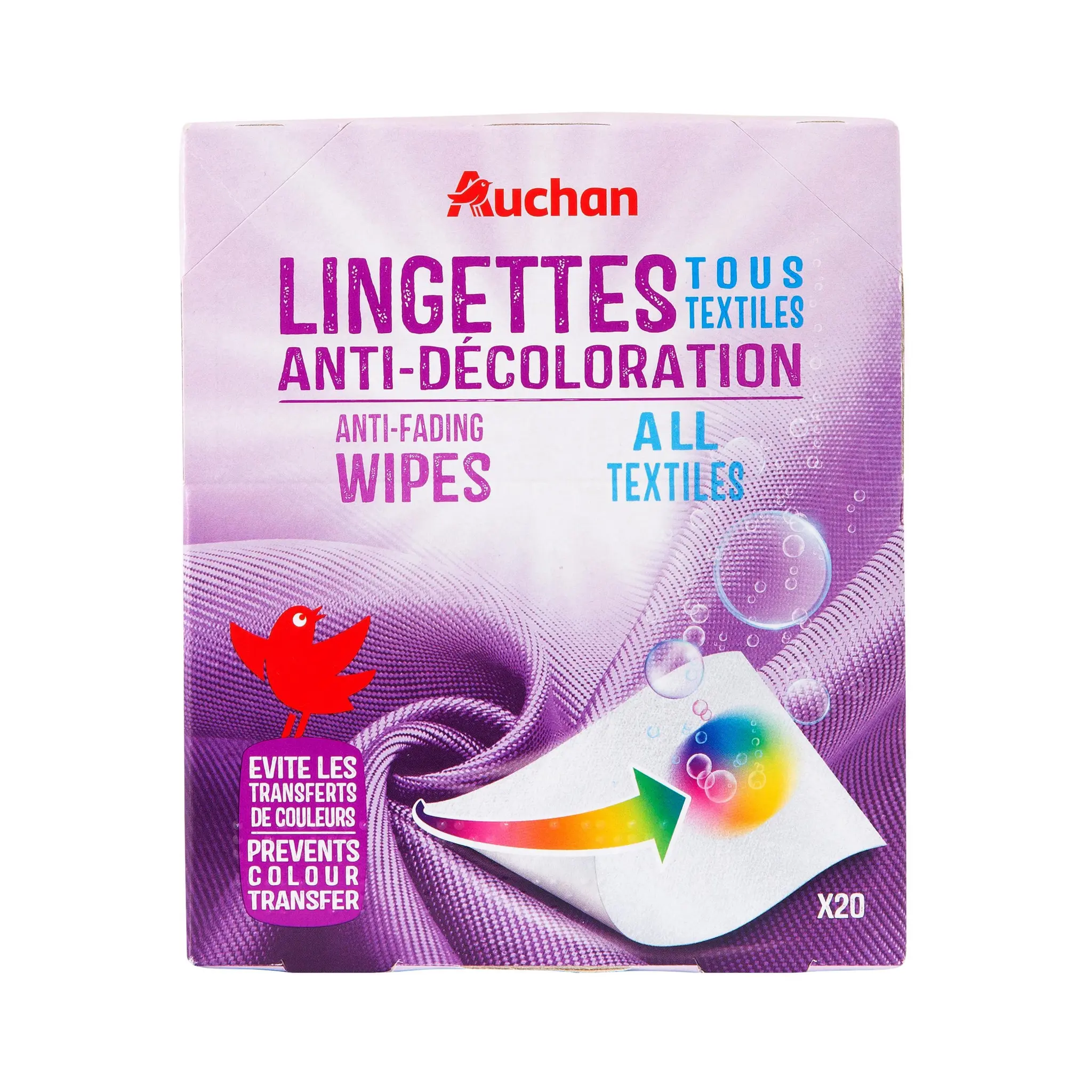 AUCHAN Lingettes anti-décoloration tous textiles