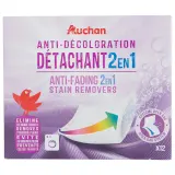 AUCHAN Lingettes anti-décoloration détachant 2en1