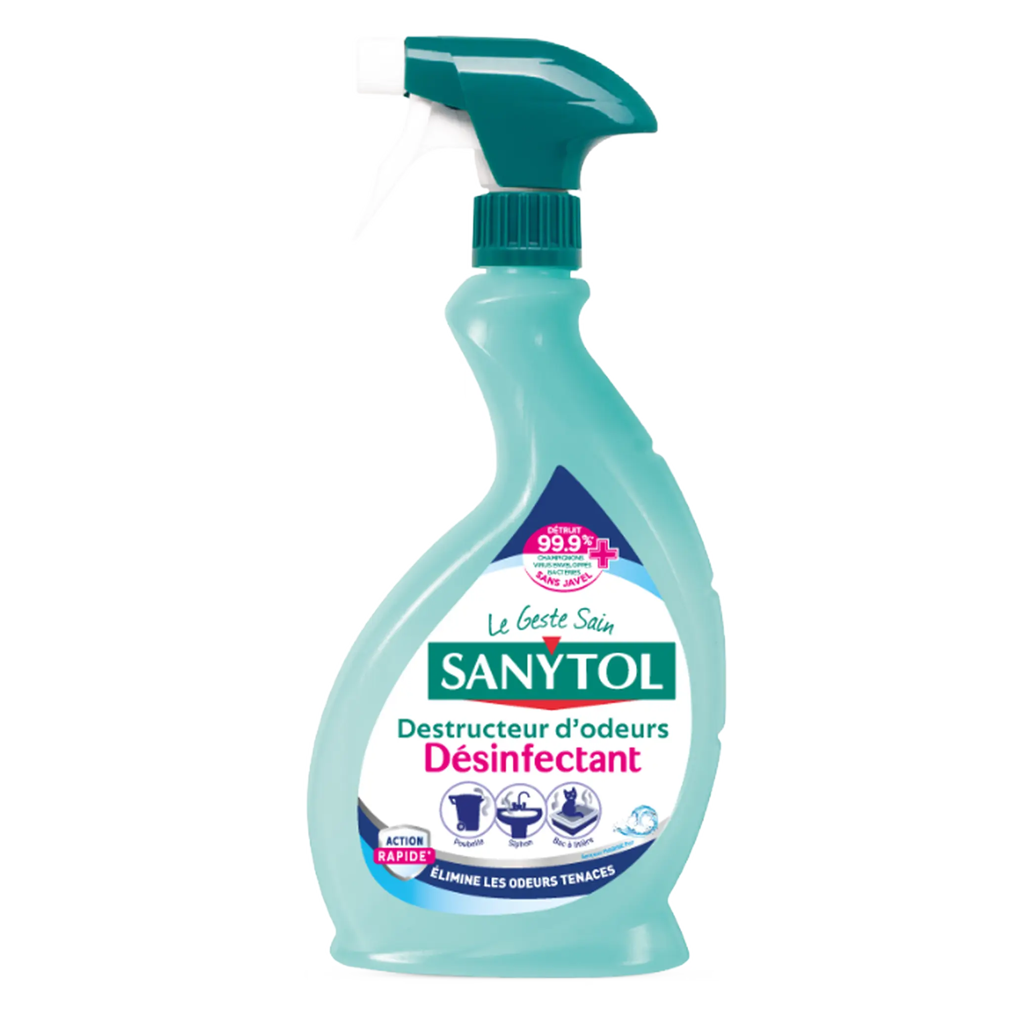 SANYTOL Spray désinfectant destructeur d'odeurs sans javel senteur marine