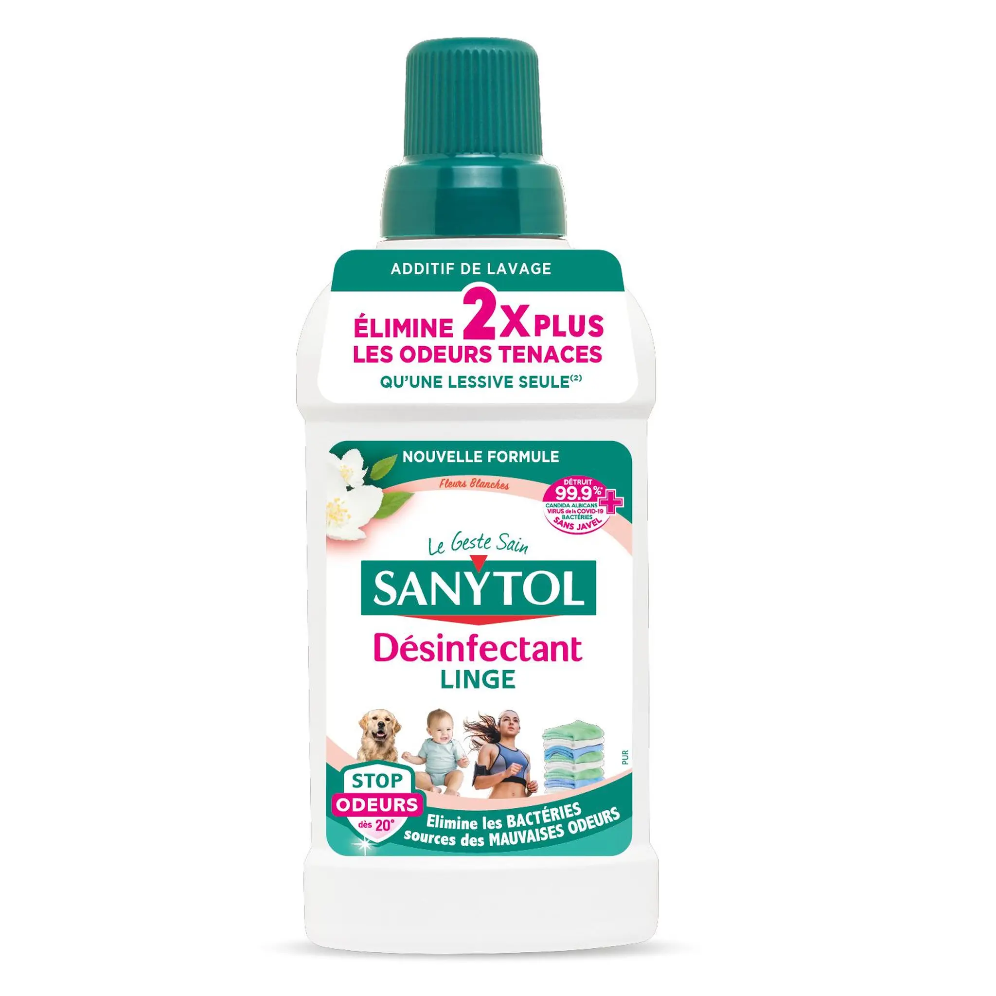 SANYTOL Désinfectant liquide élimine 2x les odeurs tenaces fleurs blanches
