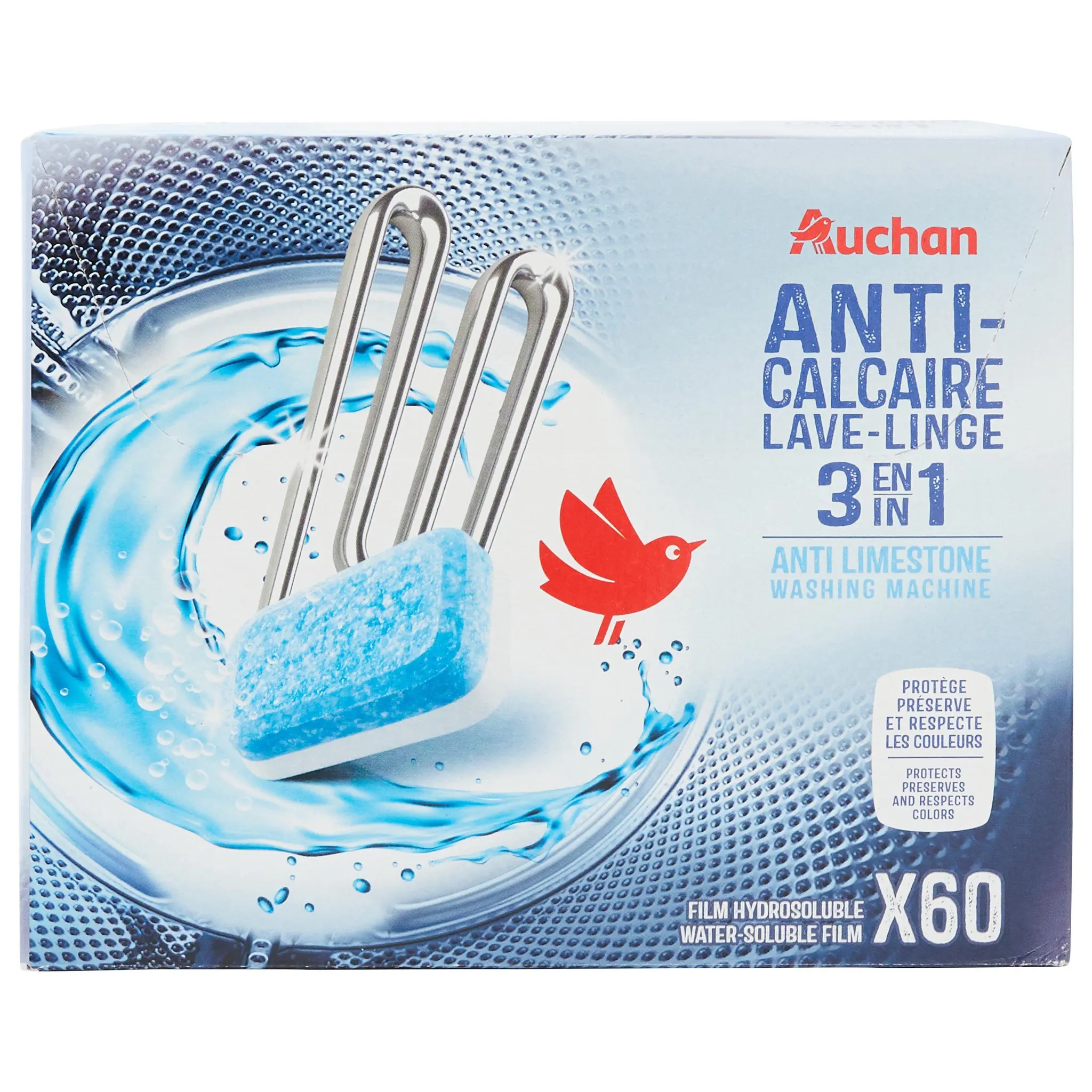 AUCHAN Pastilles anti-calcaire lave-linge