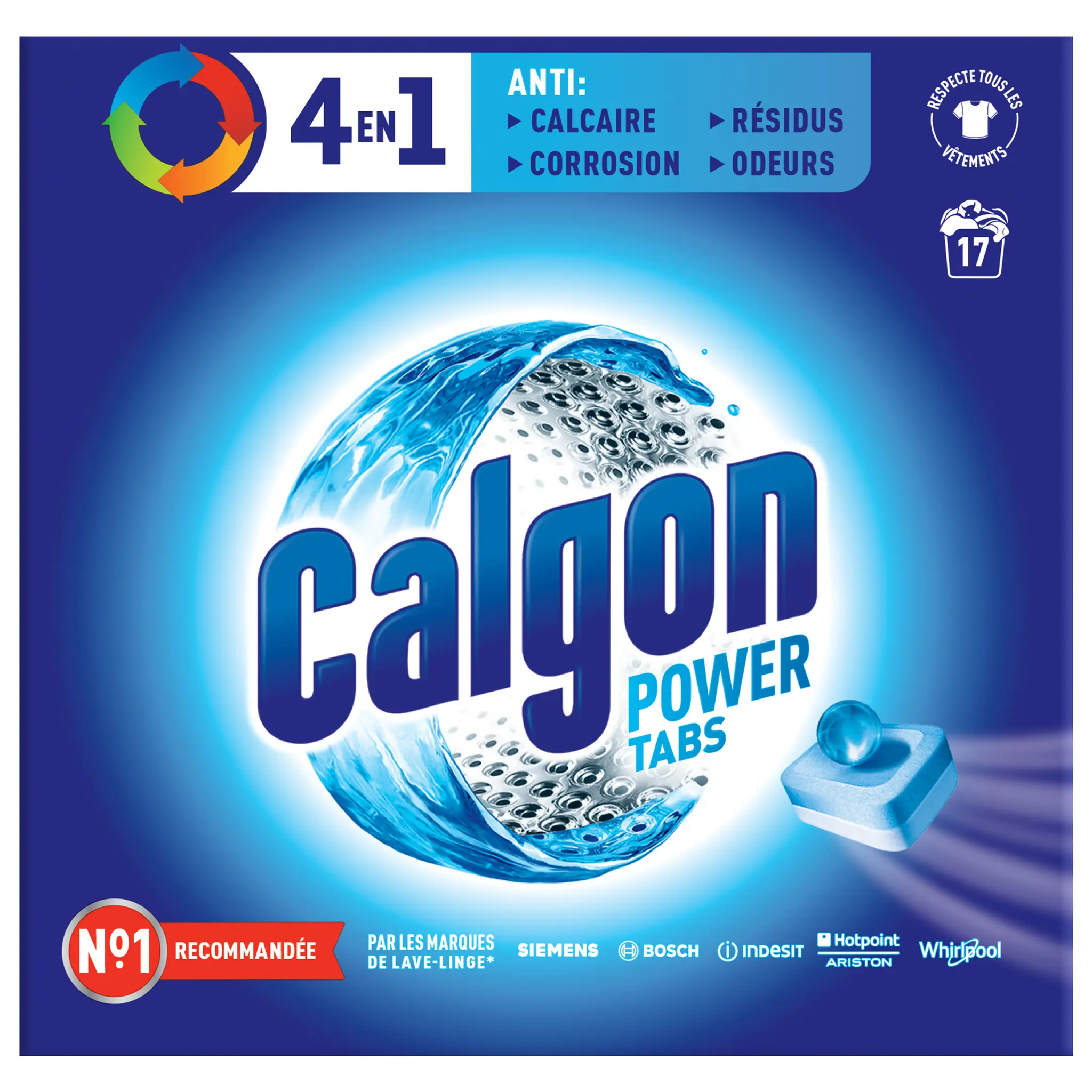 CALGON Tablettes anti-calcaire, résidus & odeurs lave-linge