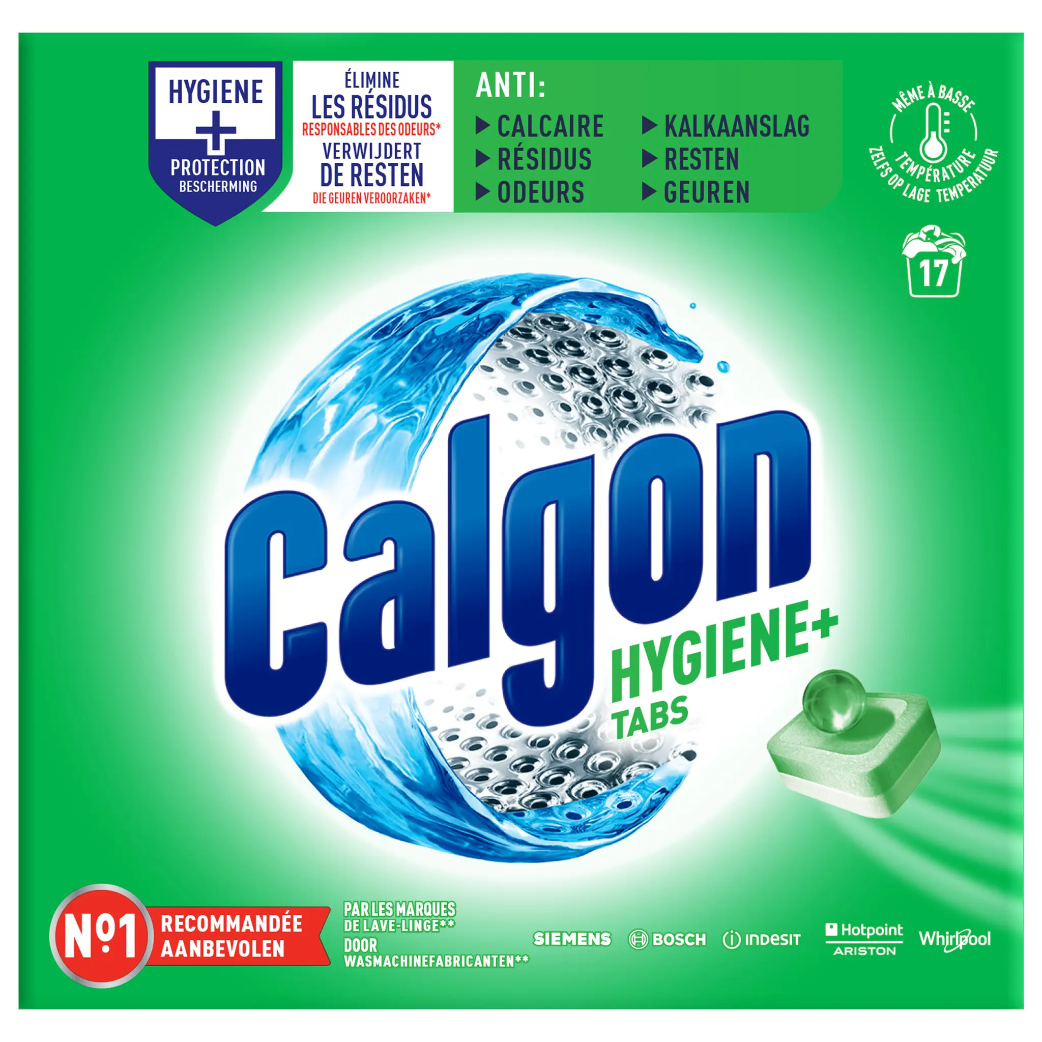 CALGON Tablettes hygiène+ anti-calcaire lave linge