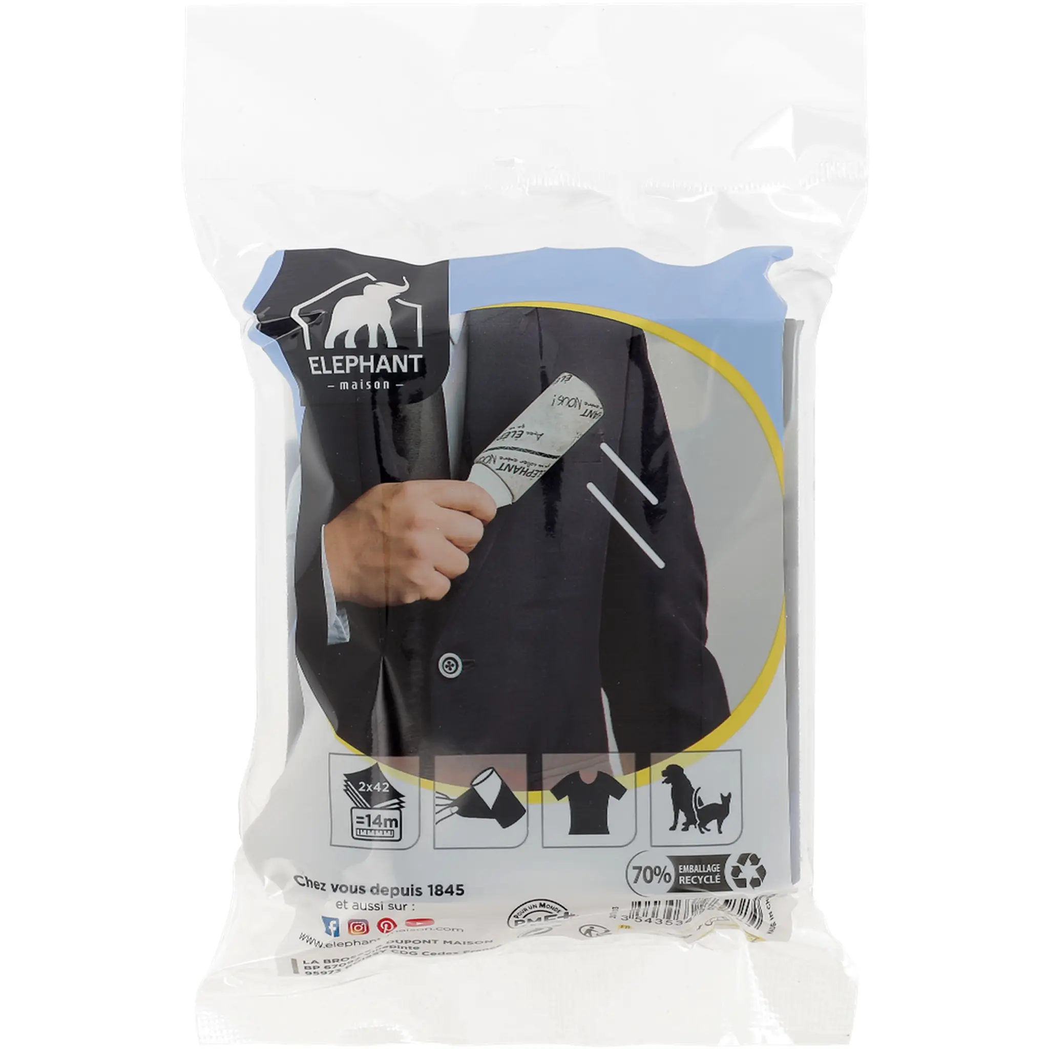ELEPHANT Recharge brosse adhésive pour vêtement