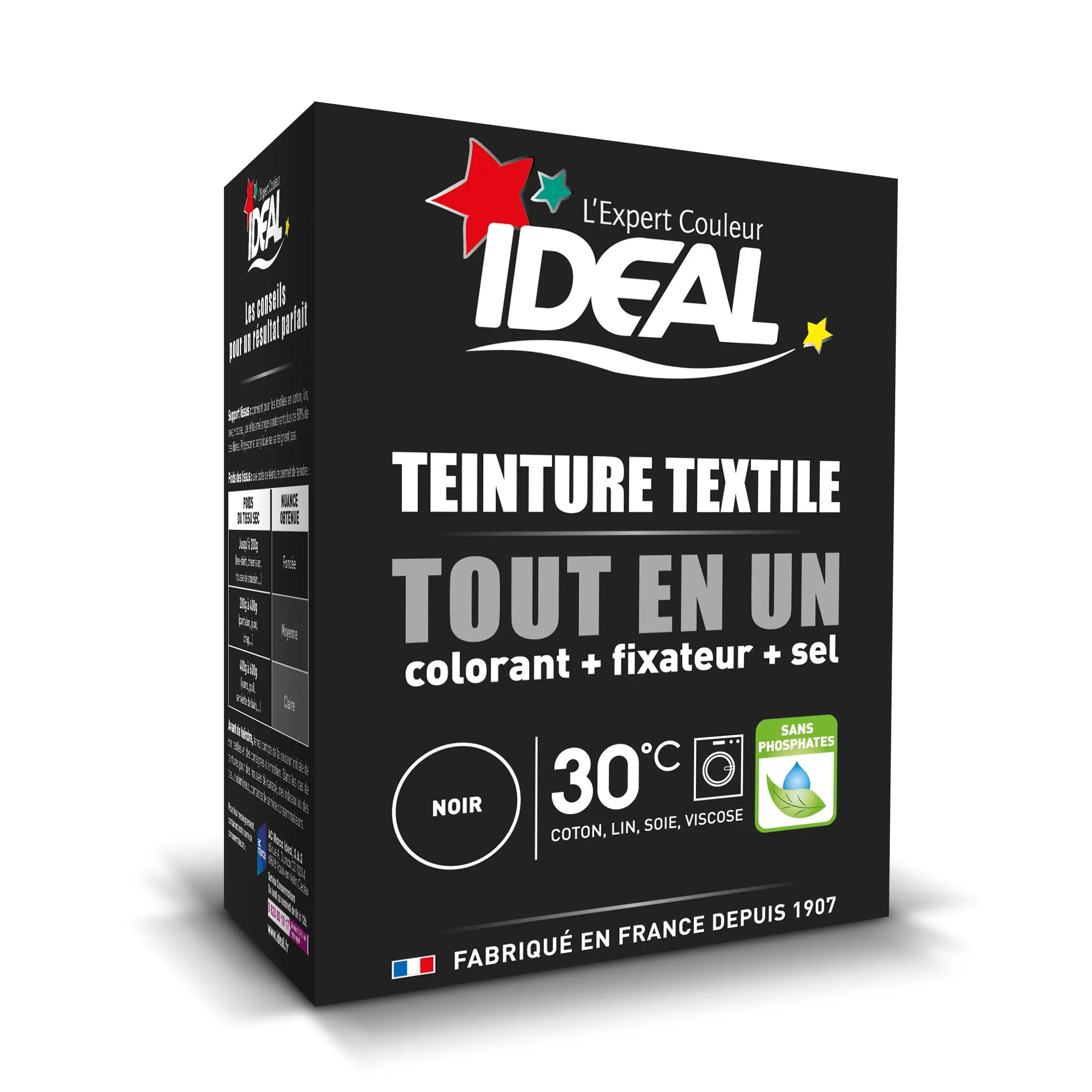 IDEAL Teinture textile noir en poudre tout en 1