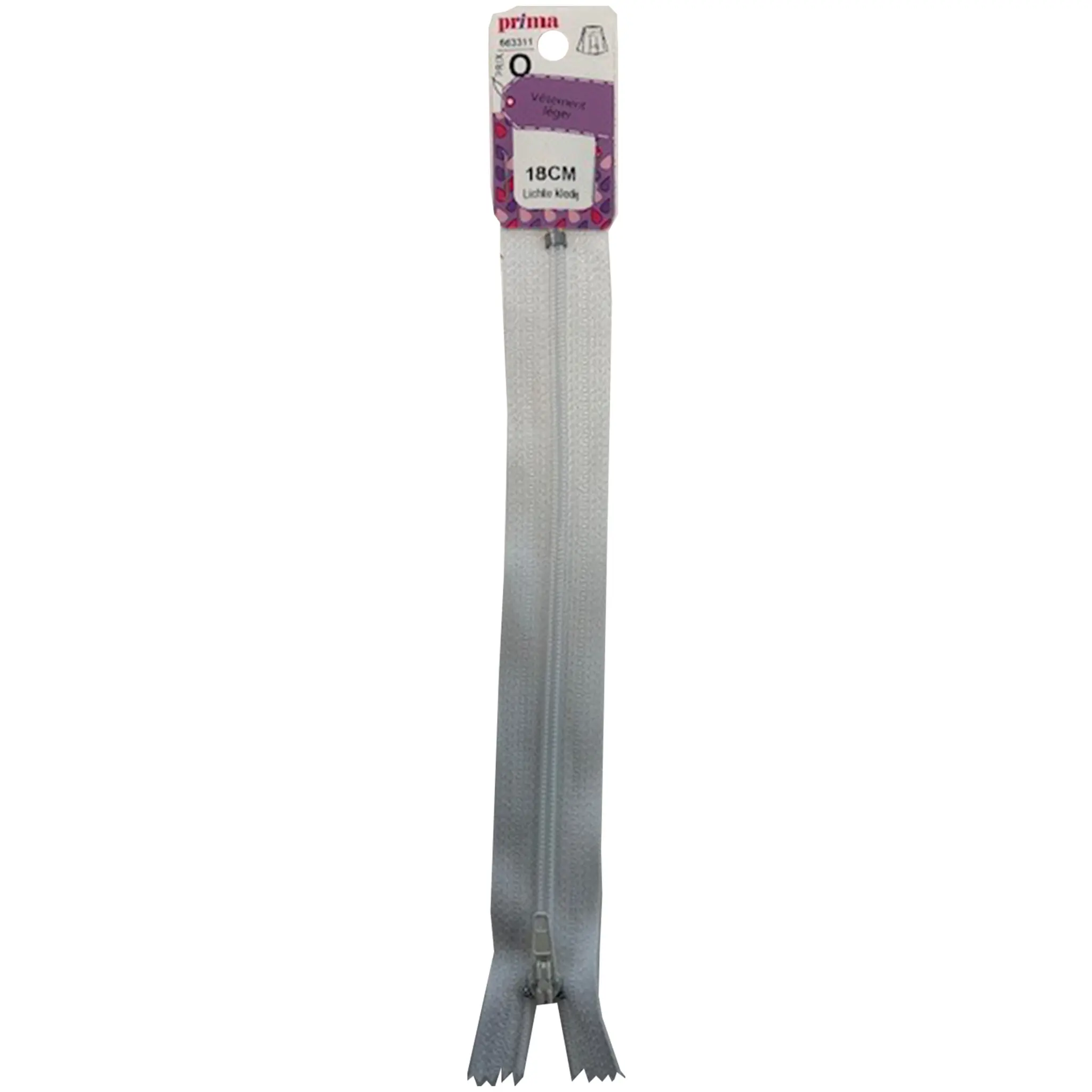 PRIMA Fermeture glissière vêtement léger 18cm blanc