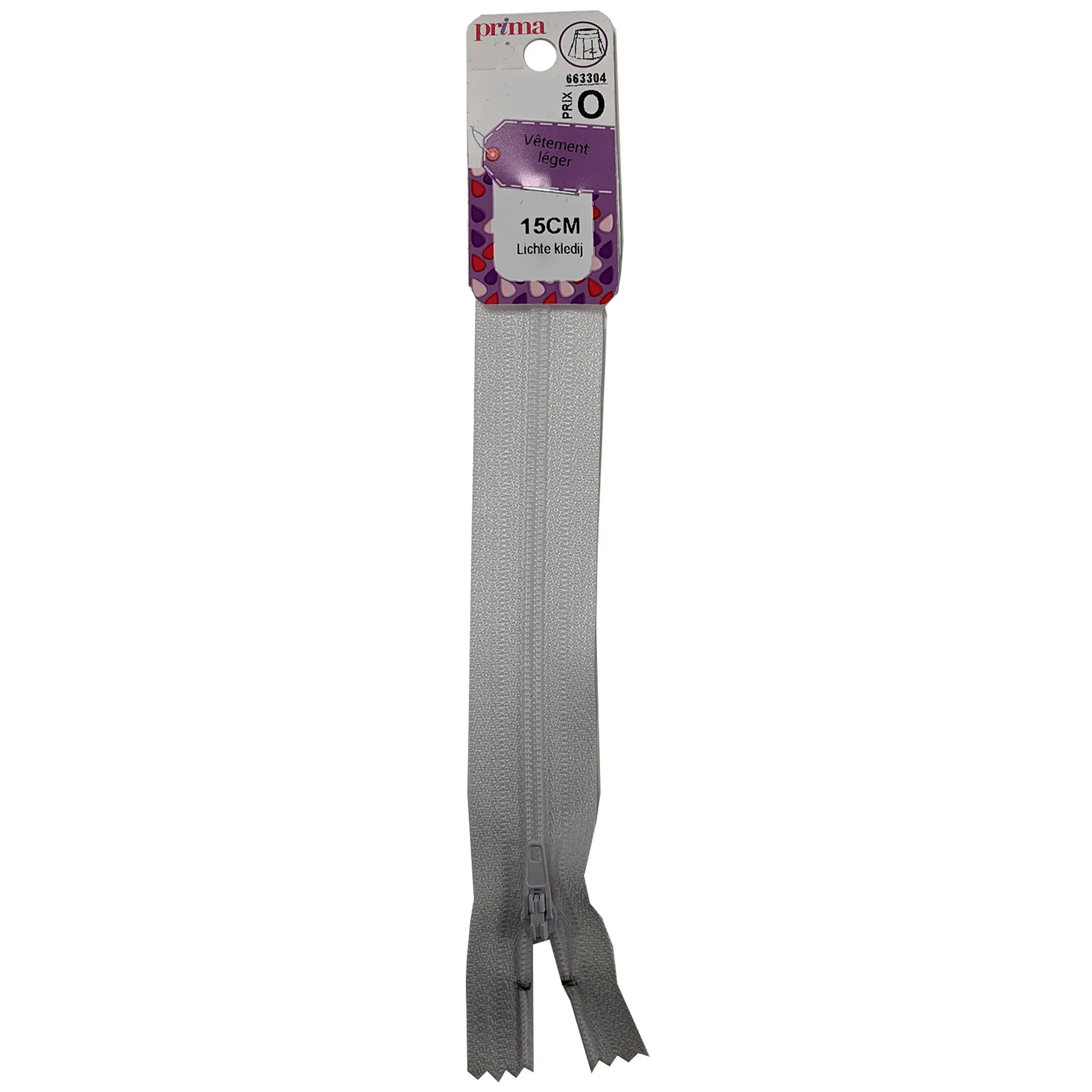 PRIMA Fermeture glissière vêtement léger 15cm blanc