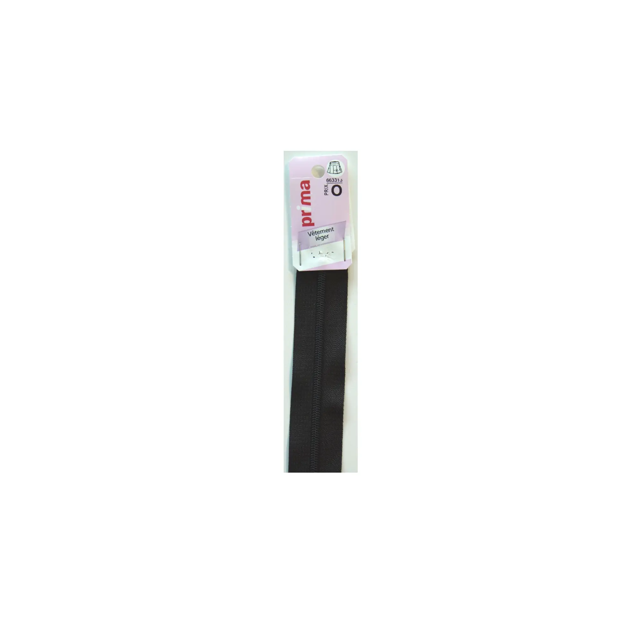 PRIMA Fermeture glissière 20cm noir pour vêtement léger