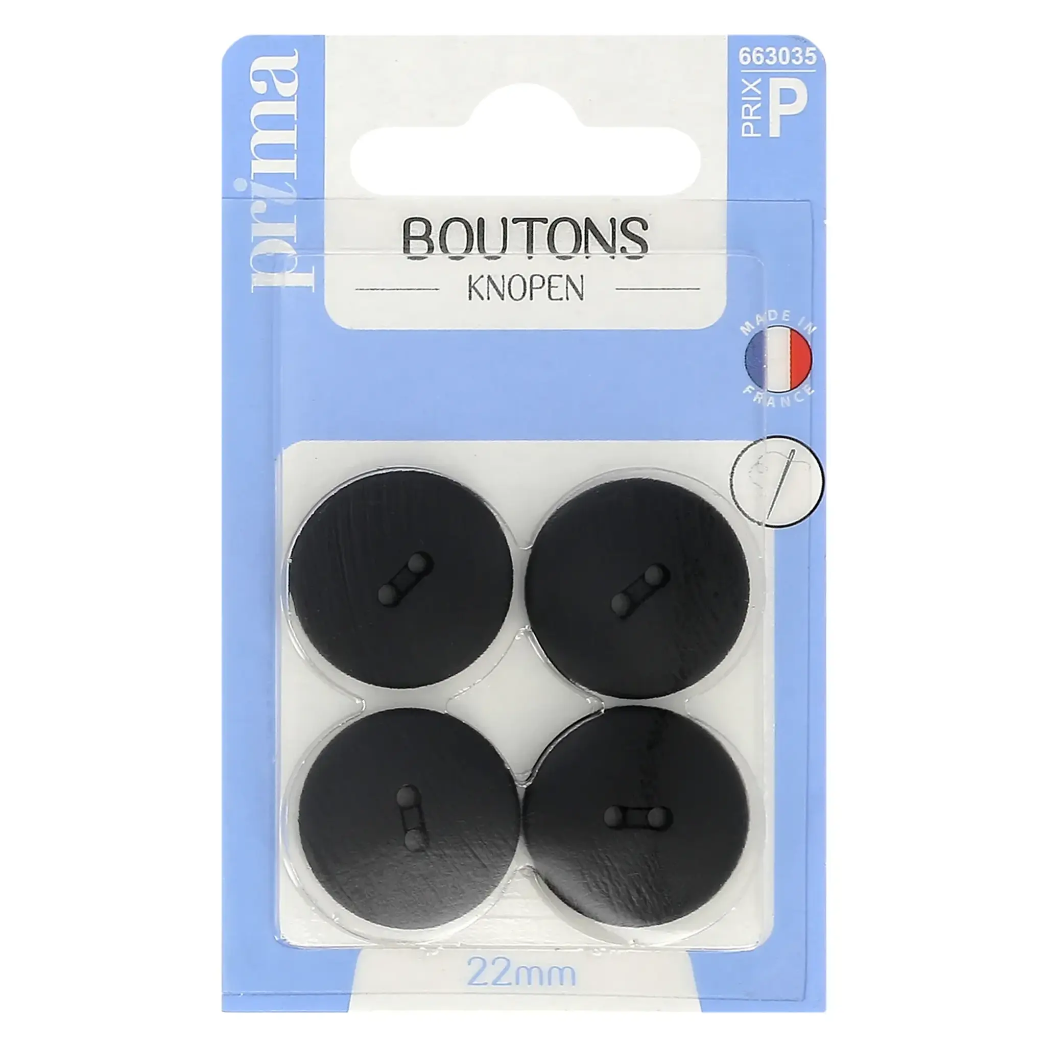PRIMA Boutons 22mm noir