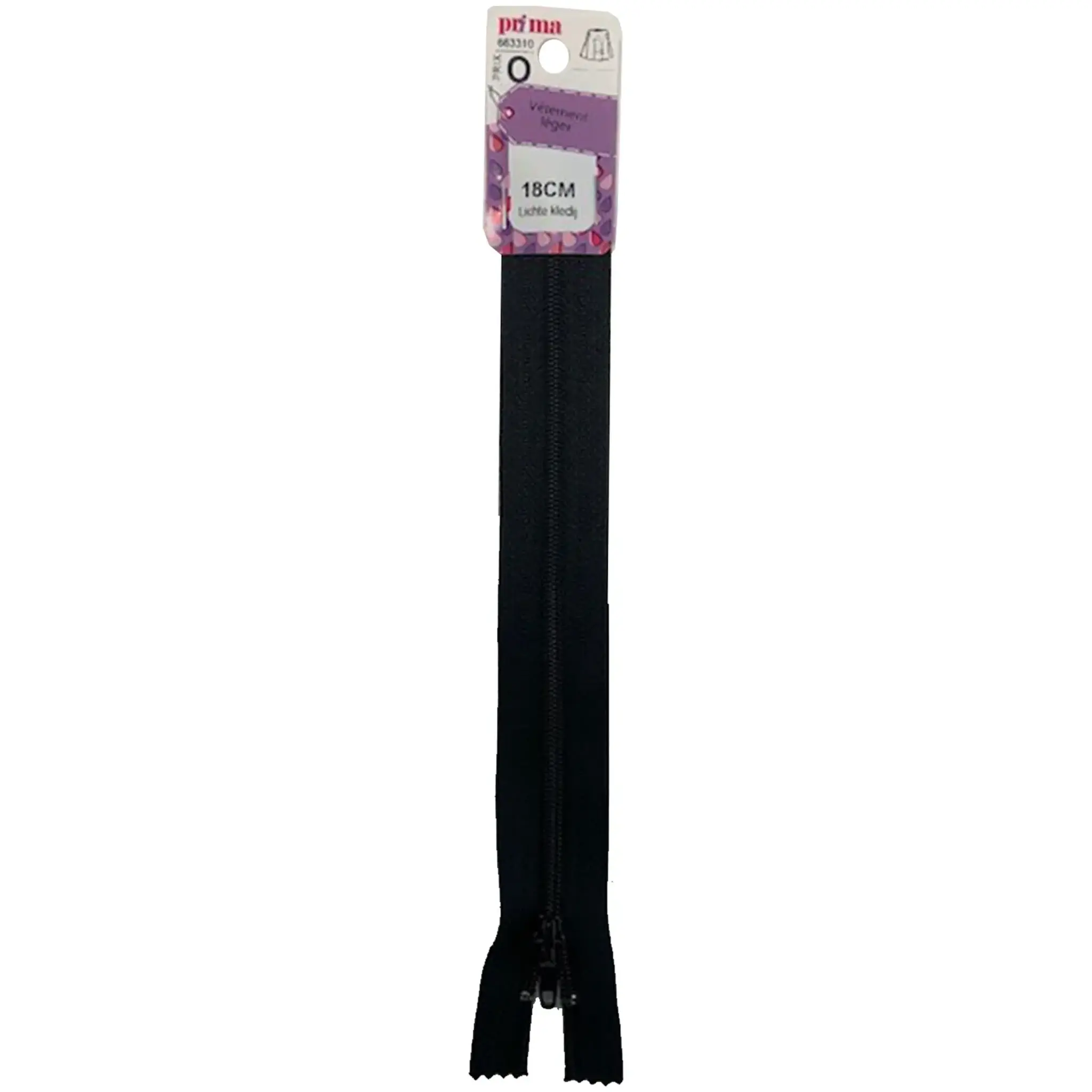PRIMA Fermeture glissière vêtement léger 18cm noir