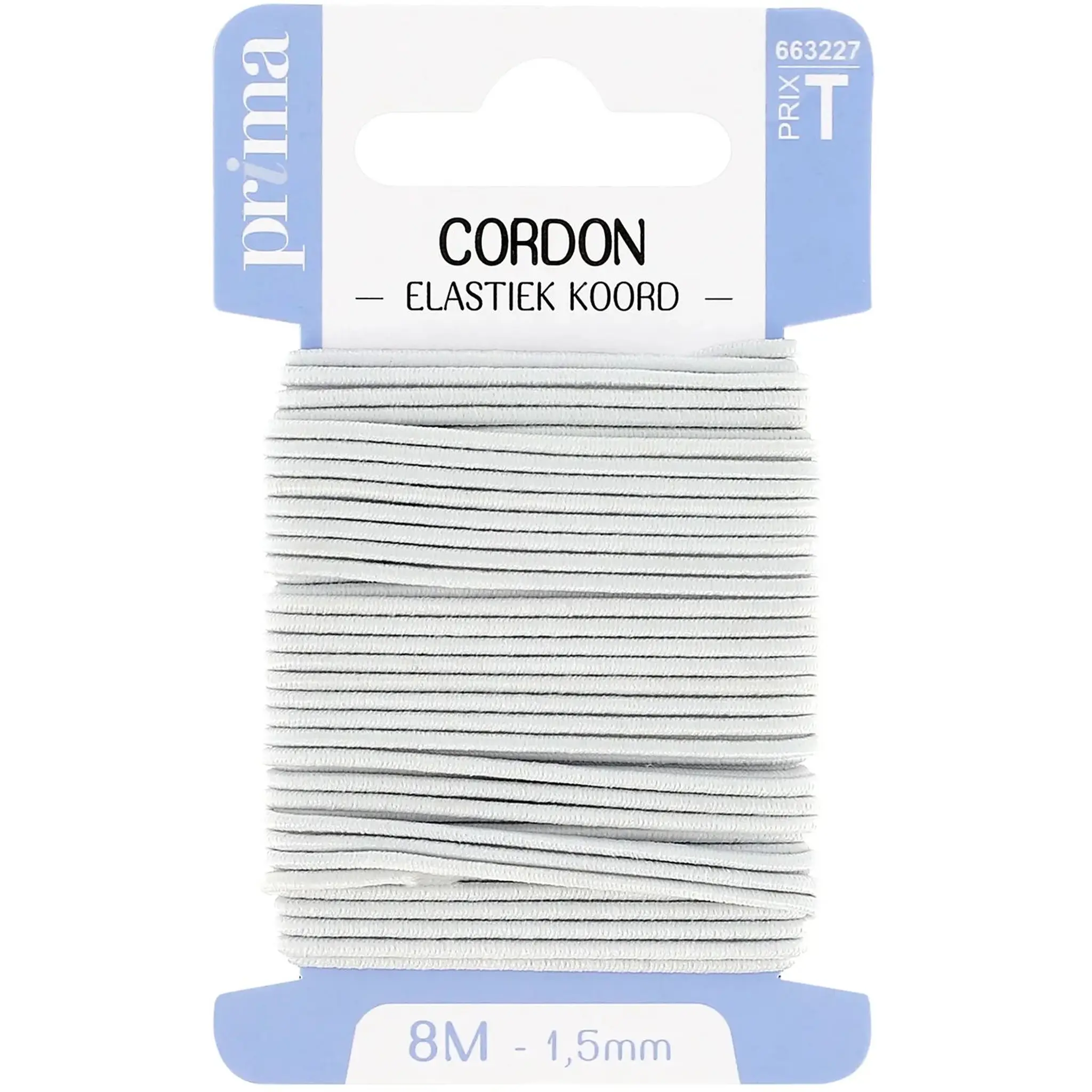 PRIMA Elastique cordon rond blanc 8m x 1.5mm