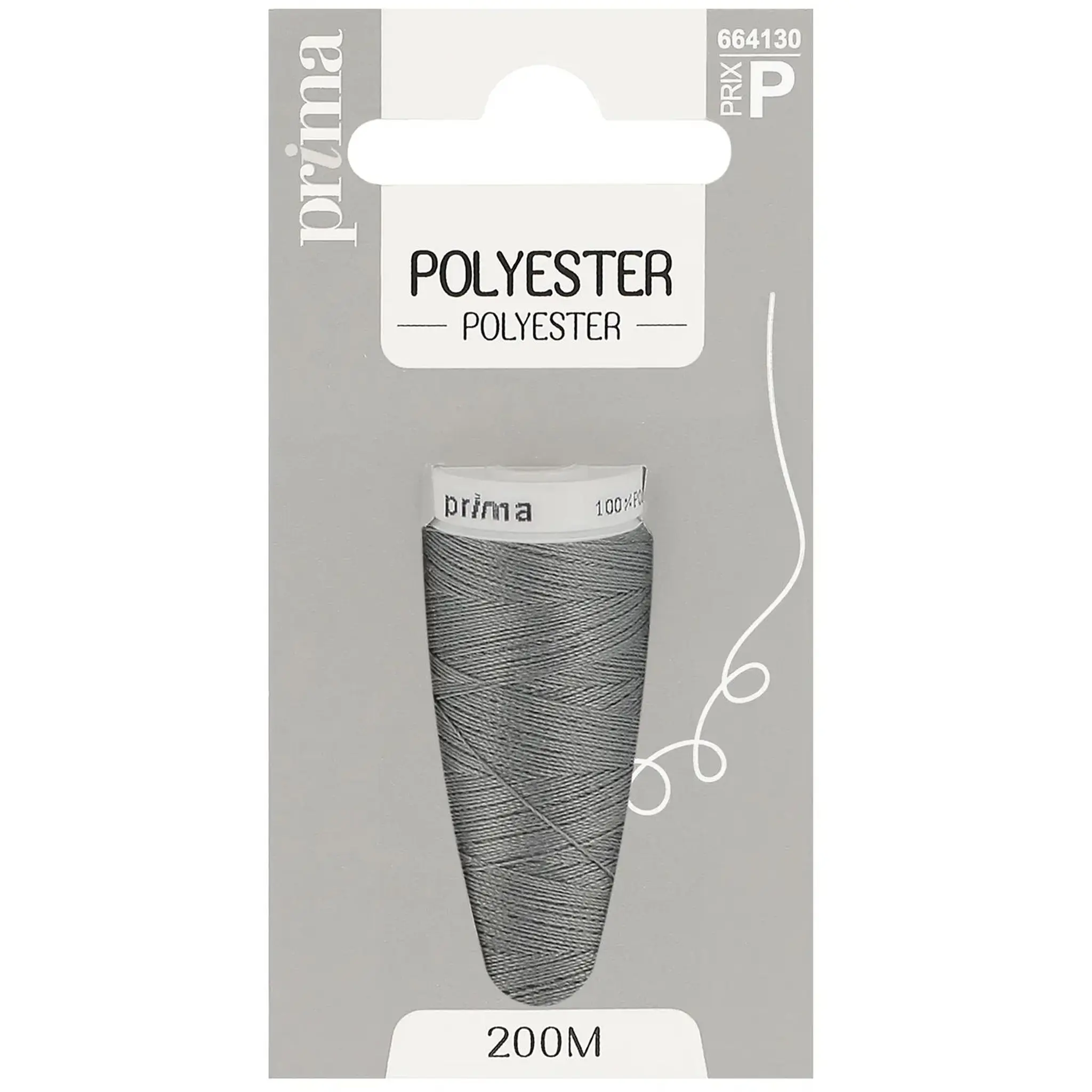 PRIMA Fil polyester gris foncé 200m