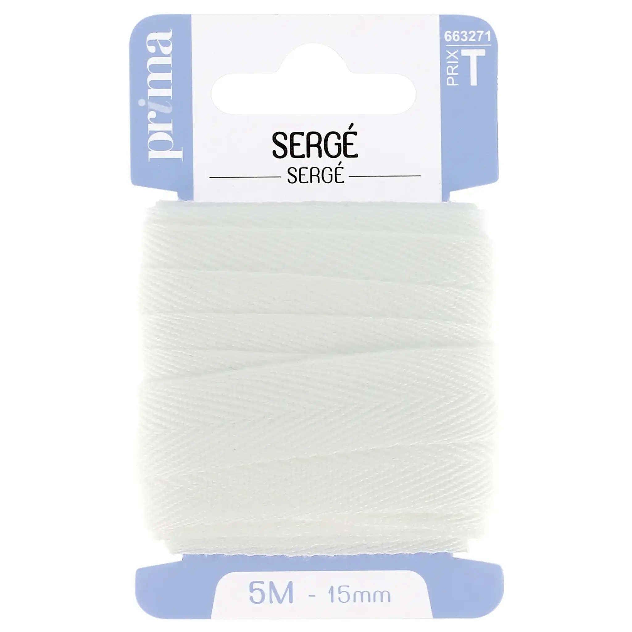 PRIMA Sergé blanc 5m x 15mm